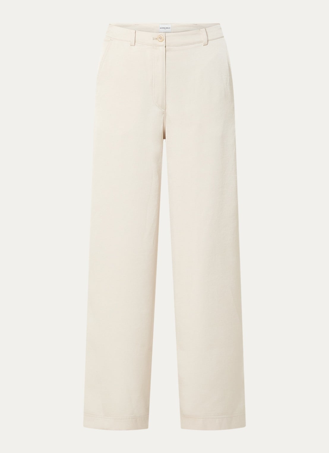 Claudie Pierlot Ponniebis high waist straight fit pantalon met steekzakken - voorkant 2 creme