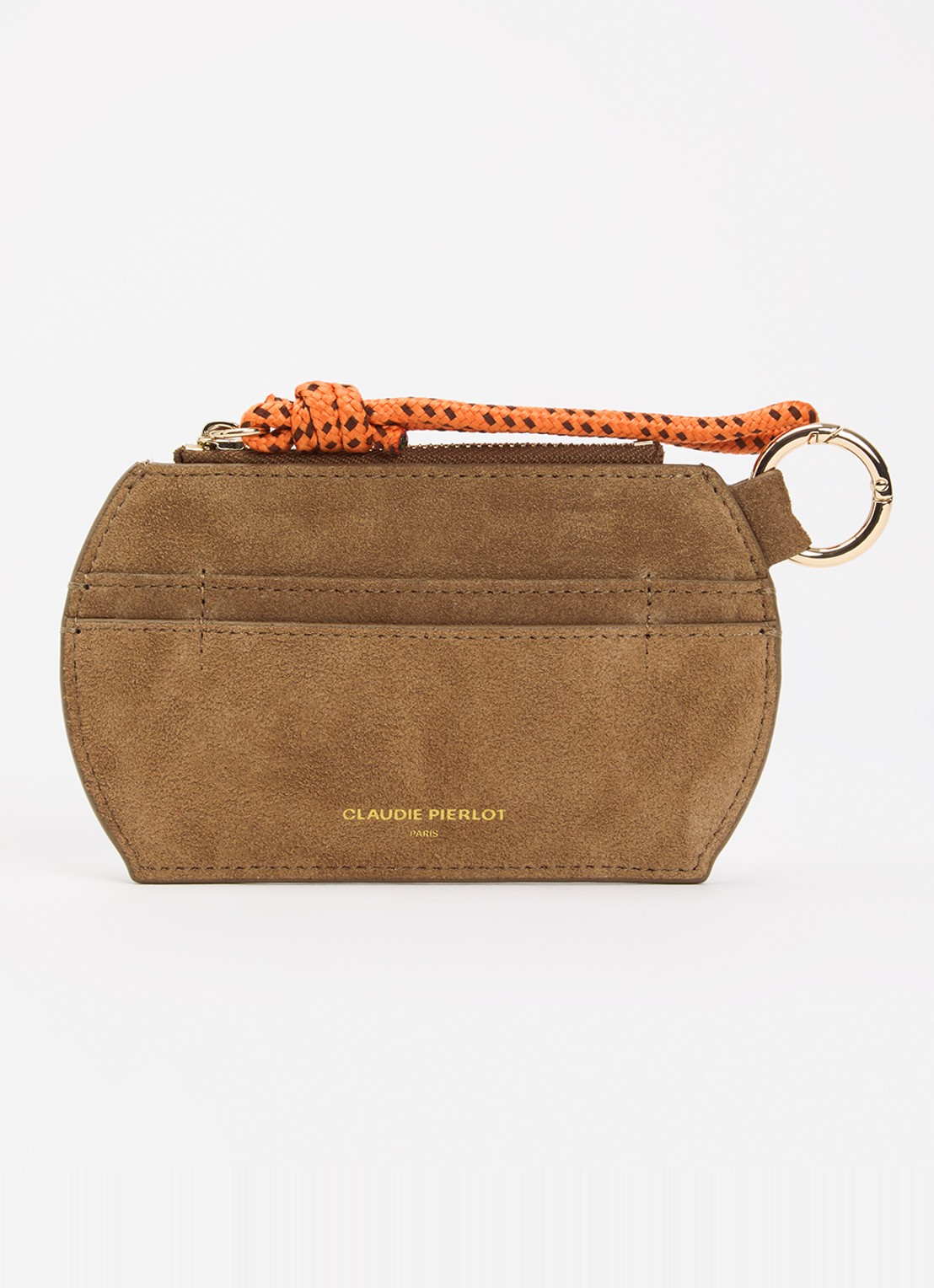 Claudie Pierlot Portemonnee van suède - voorkant 2 camel