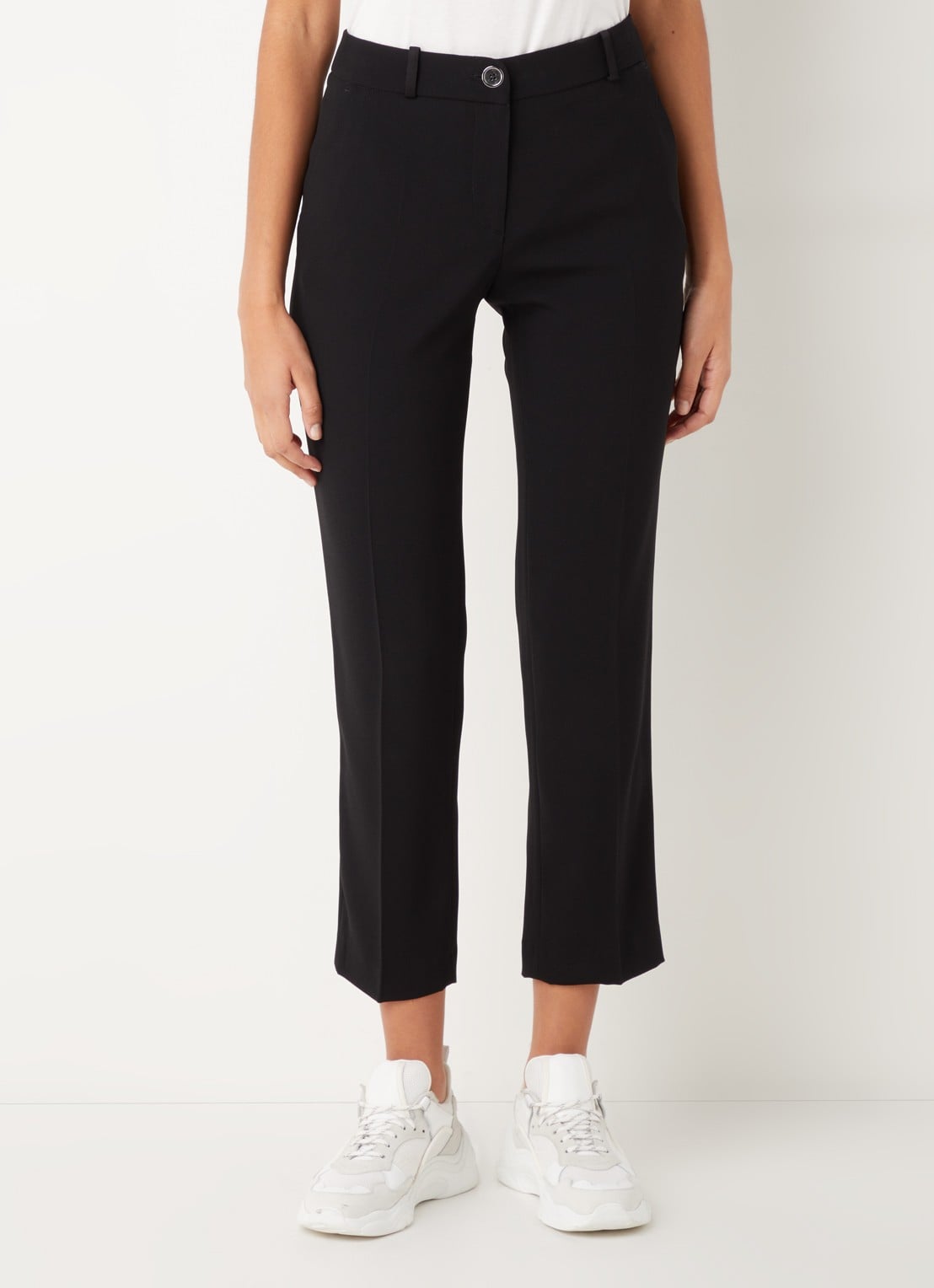 Claudie Pierlot Poupin high waist cropped slim fit pantalon met steekzakken  - detail 4 zwart