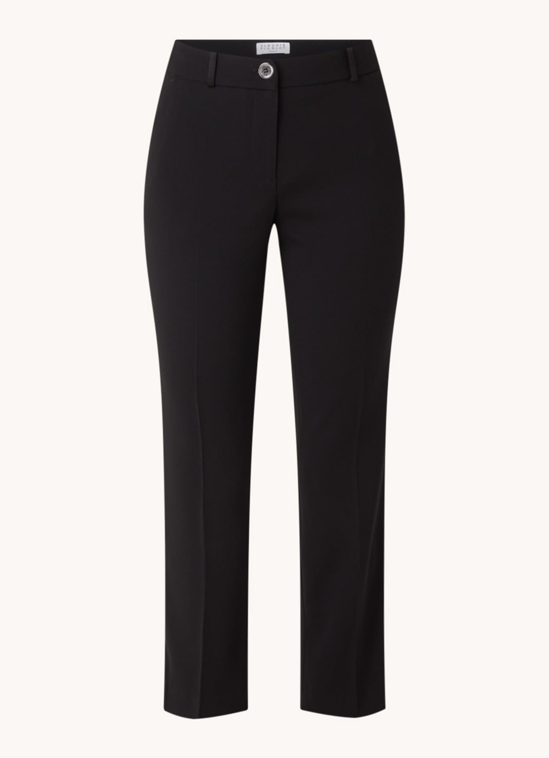 Claudie Pierlot Poupin high waist cropped slim fit pantalon met steekzakken  - voorkant 2 zwart