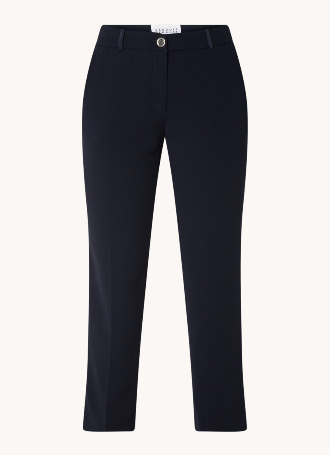Claudie Pierlot Poupin high waist cropped slim fit pantalon met steekzakken  - voorkant 3 donkerblauw