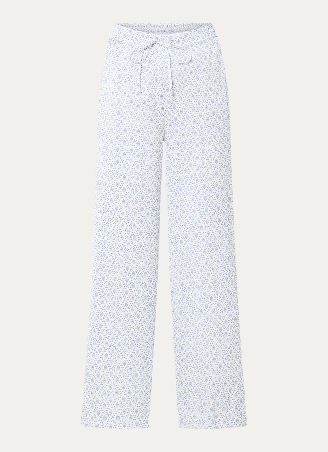 Claudie Pierlot Prudence high waist straight fit pantalon met details van kant - voorkant 2 blauw