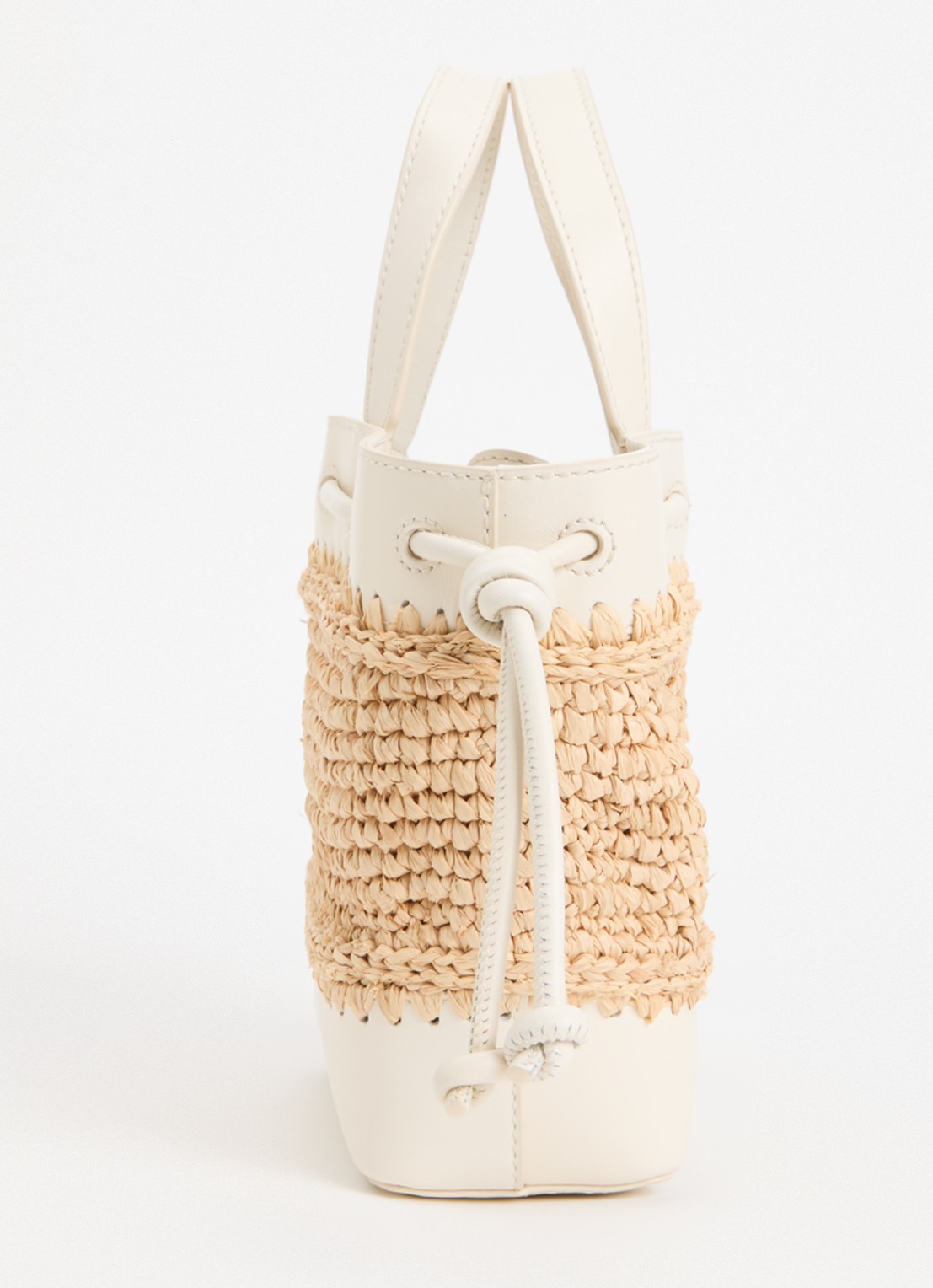 Claudie Pierlot Raffia handtas van stro met leren details  - detail 3 wit