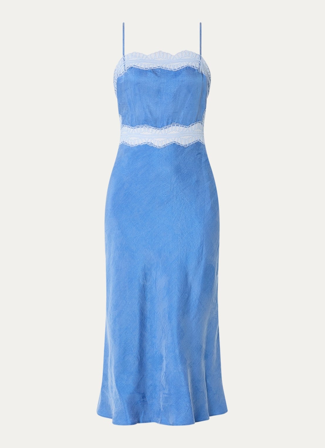 Claudie Pierlot Relia midi jurk met details van kant - voorkant 3 blauw