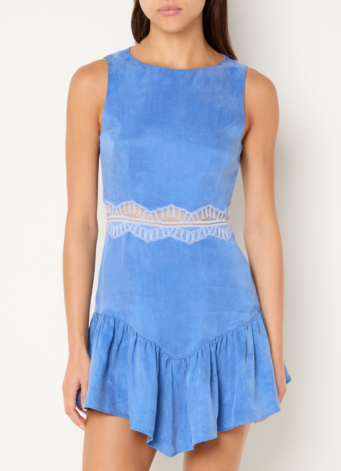 Claudie Pierlot Relly mini jurk met details van kant - detail 2 blauw