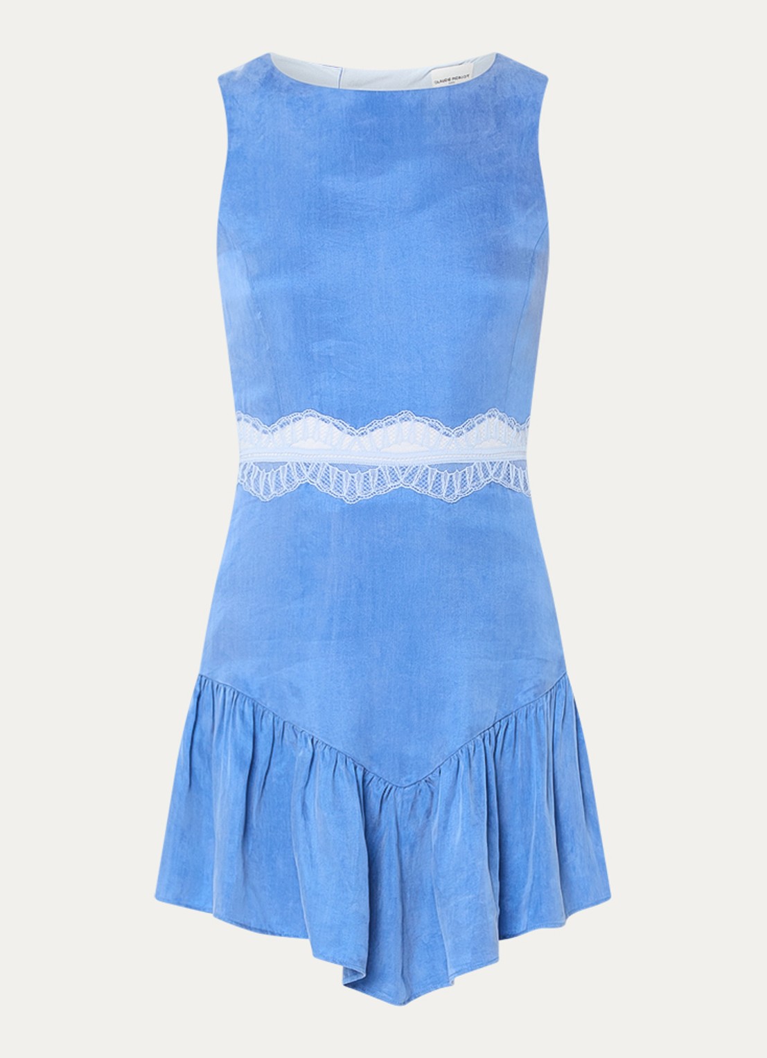 Claudie Pierlot Relly mini jurk met details van kant - voorkant 3 blauw