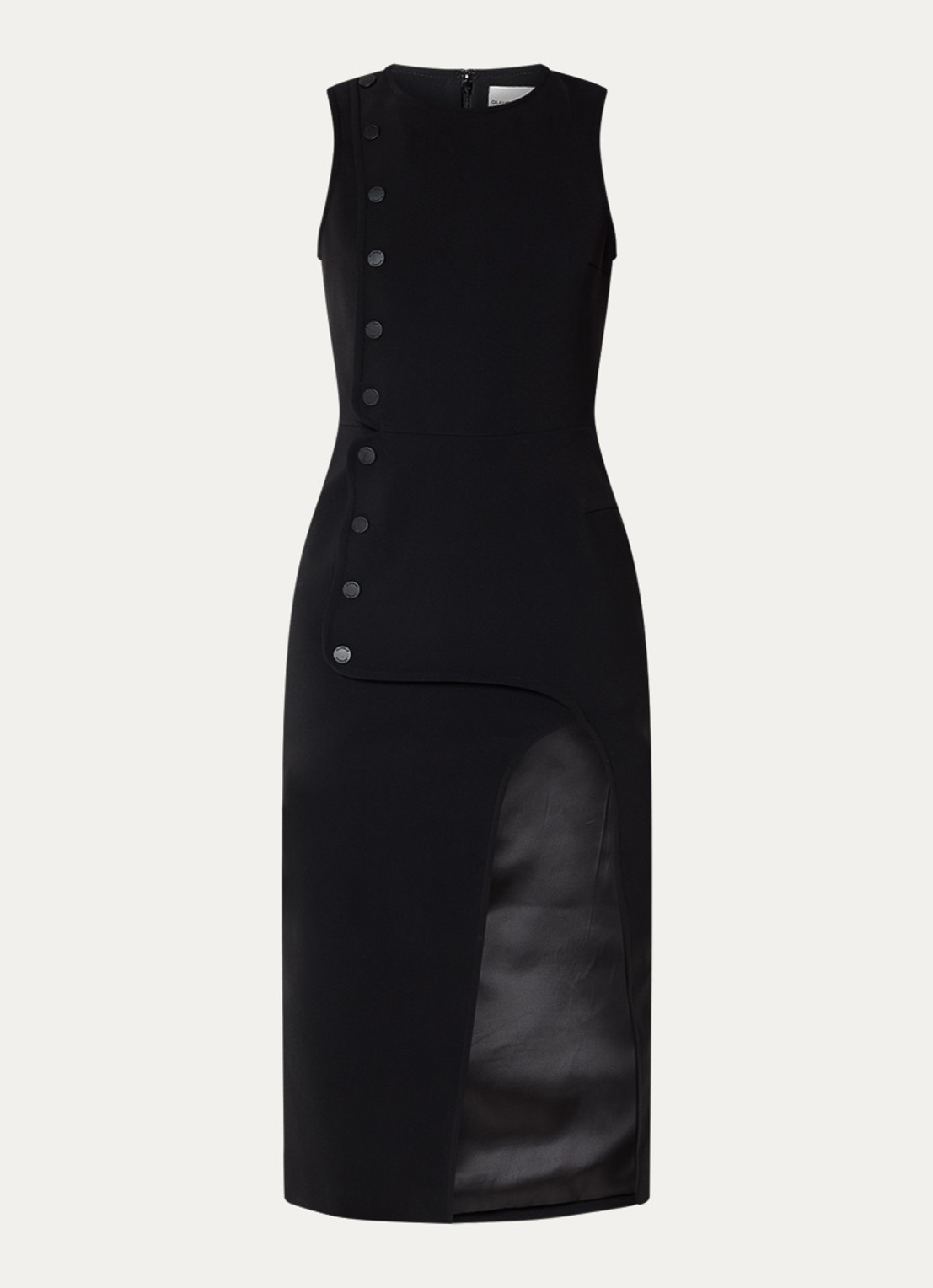 Claudie Pierlot Renate midi jurk met overlag en split  - voorkant 2 zwart