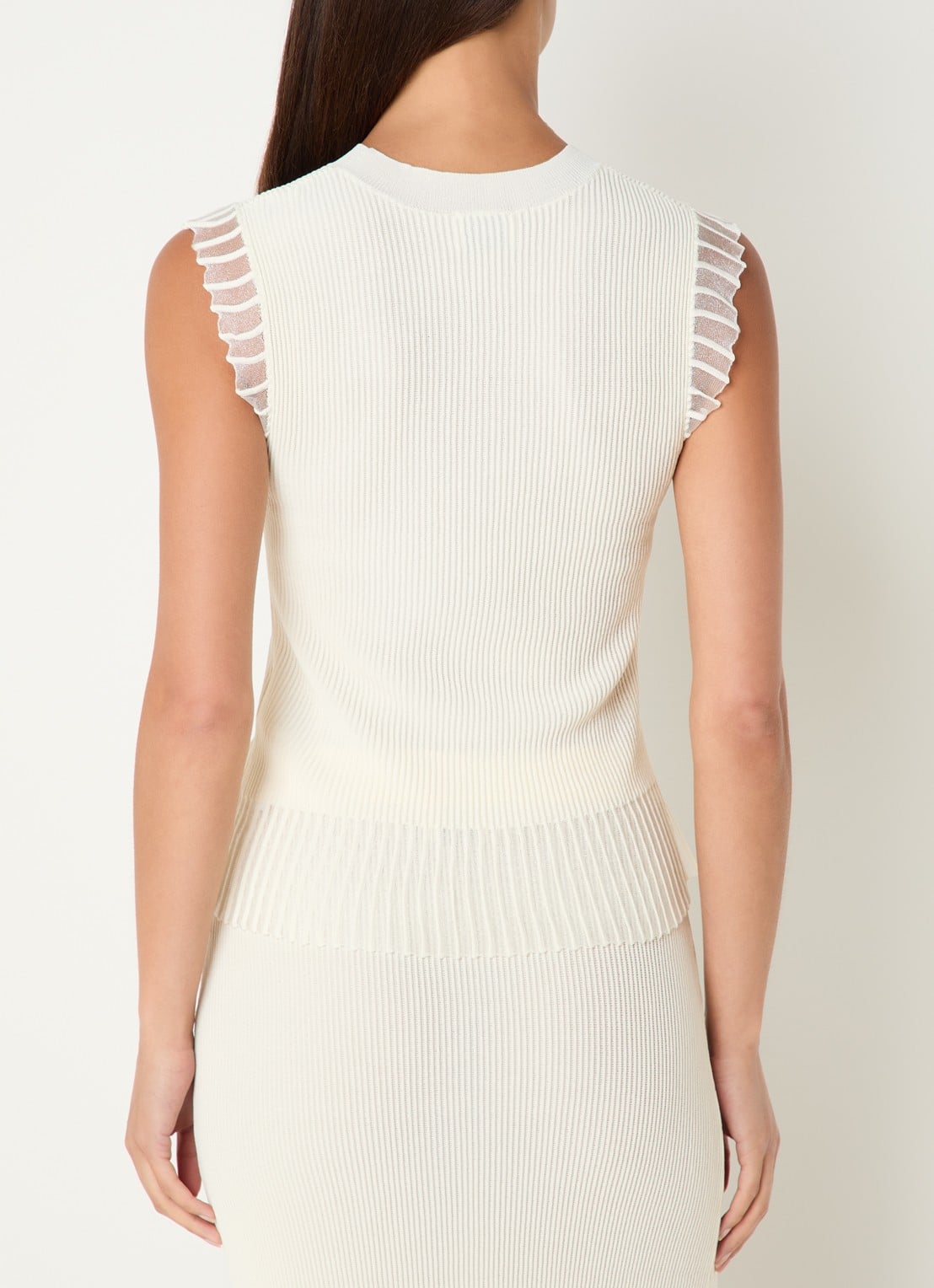 Claudie Pierlot Ribgebreide top met ronde hals - achterkant 4 gebroken wit