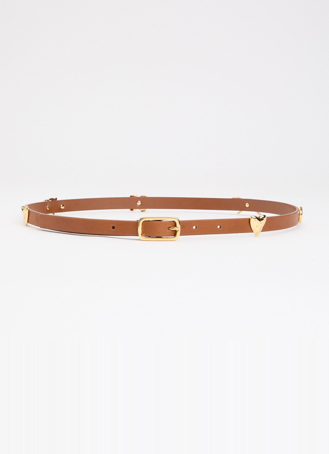 Claudie Pierlot Riem van kalfsleer - voorkant camel