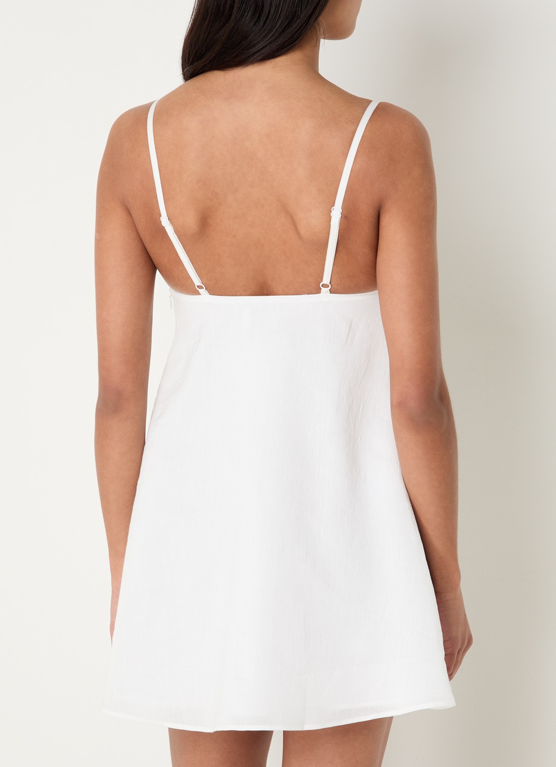 Claudie Pierlot Rosanna mini tuniekjurk in linnenblend met details van kant - achterkant 3 gebroken wit