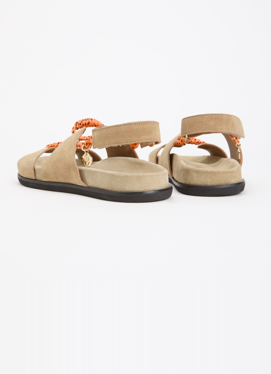Claudie Pierlot Sandaal van suède - achterkant 2 donkerbeige