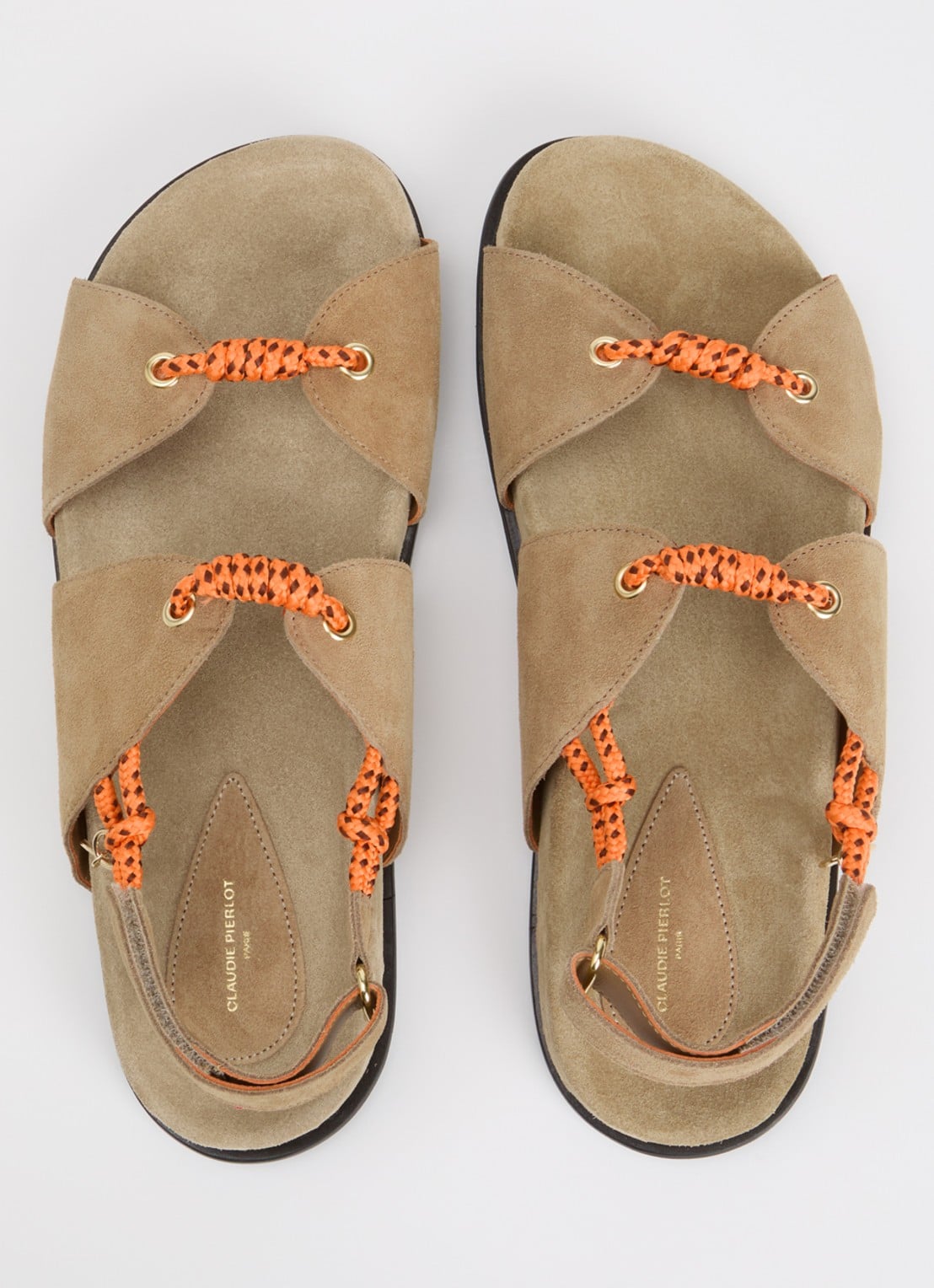 Claudie Pierlot Sandaal van suède - detail 4 donkerbeige