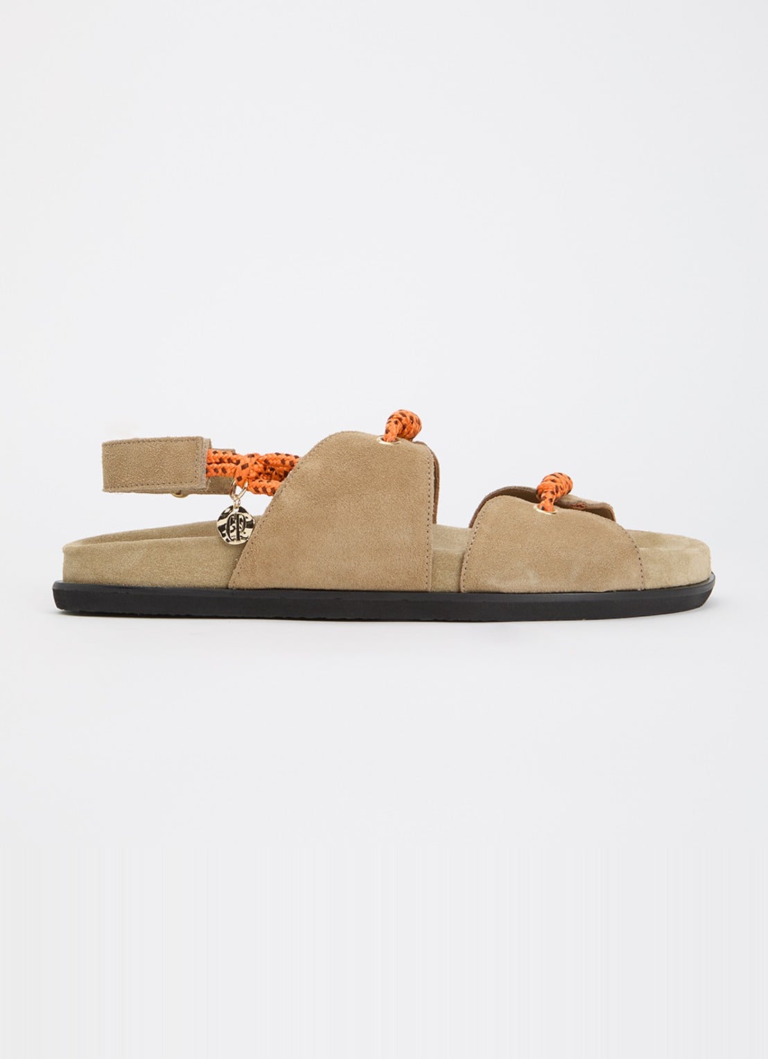 Claudie Pierlot Sandaal van suède - voorkant donkerbeige