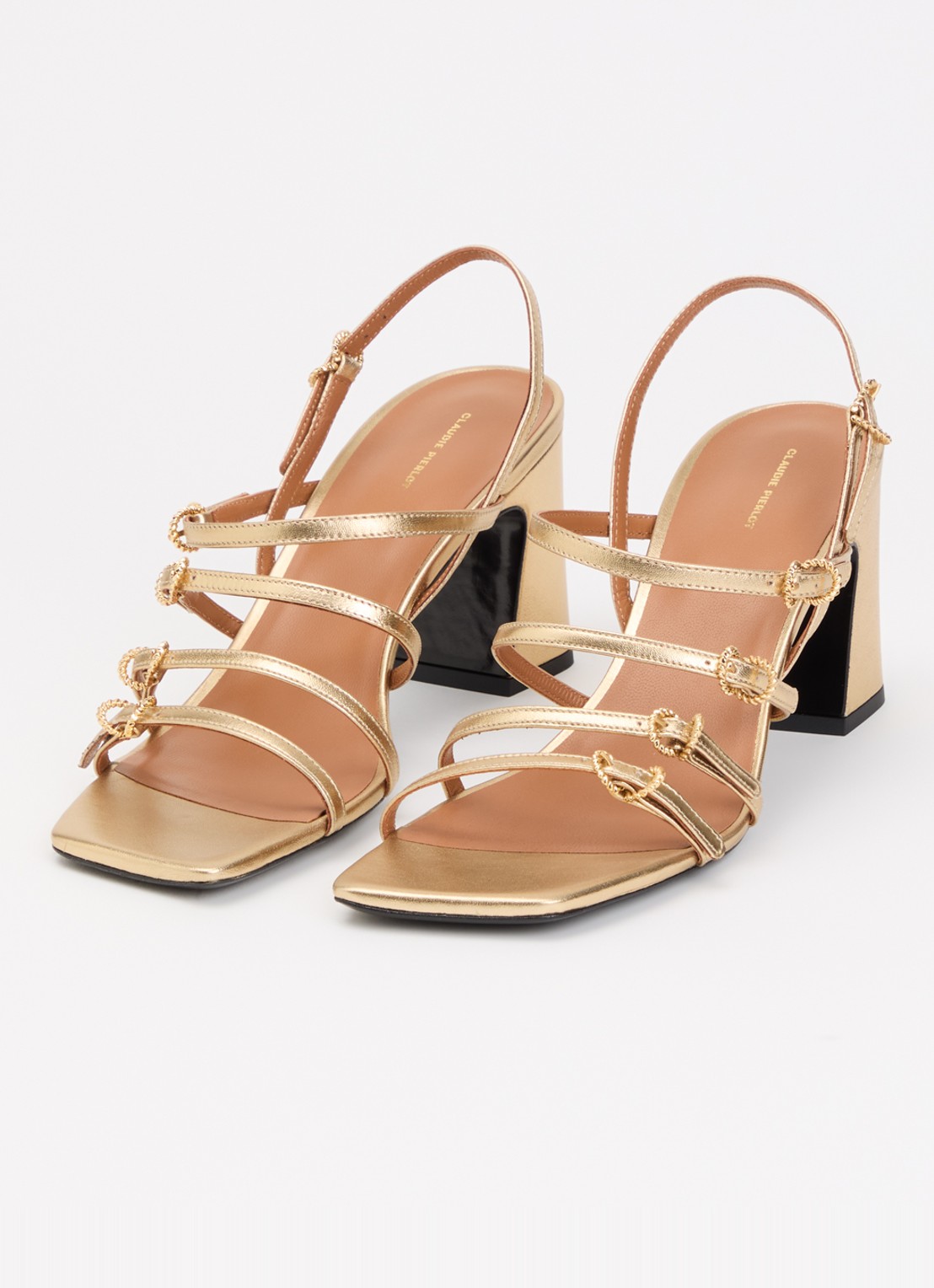 Claudie Pierlot Sandalette van geitenleer met gespdetail - detail 3 goud