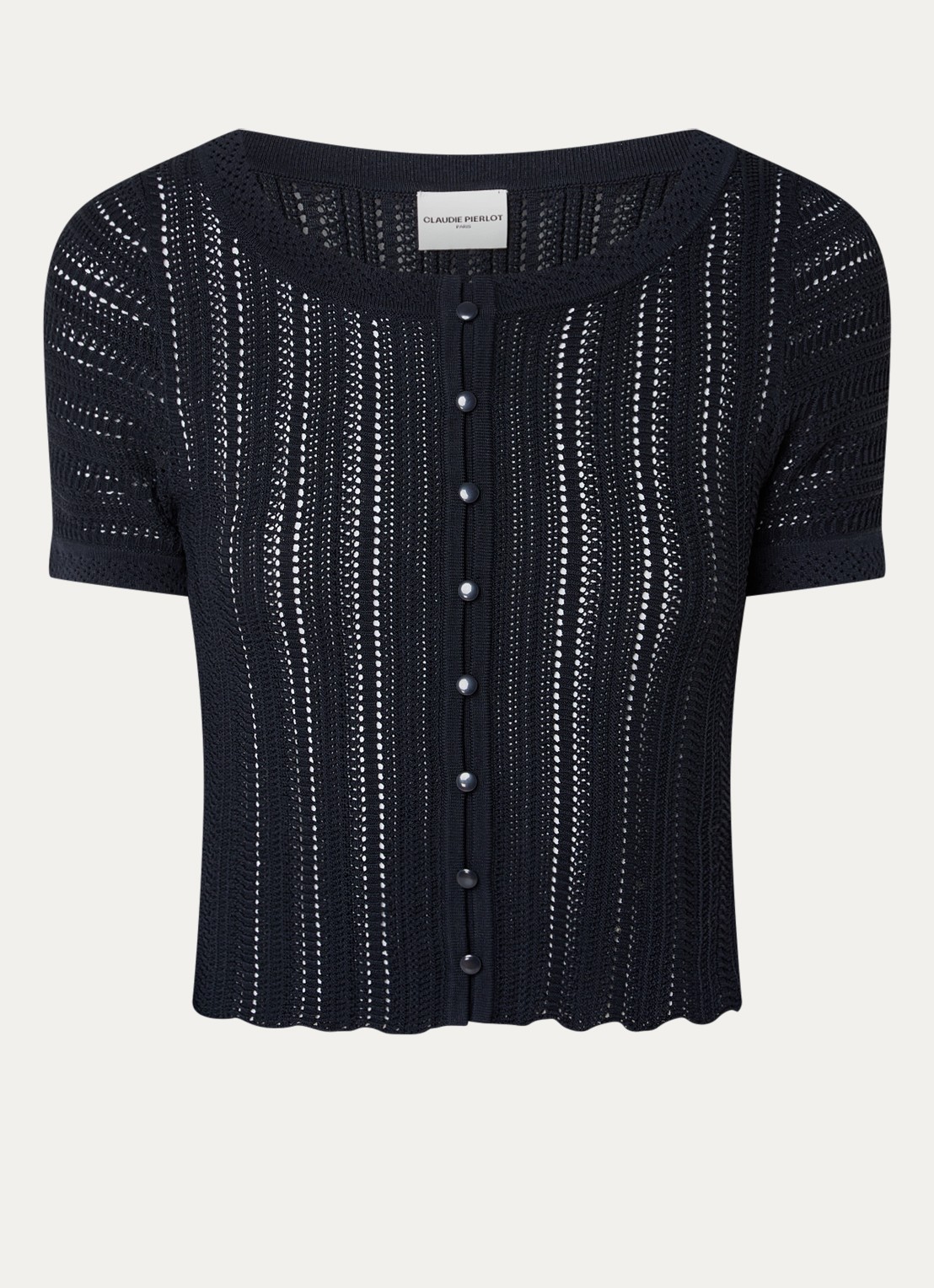 Claudie Pierlot Semi-transparante top met structuur - voorkant 3 blauw