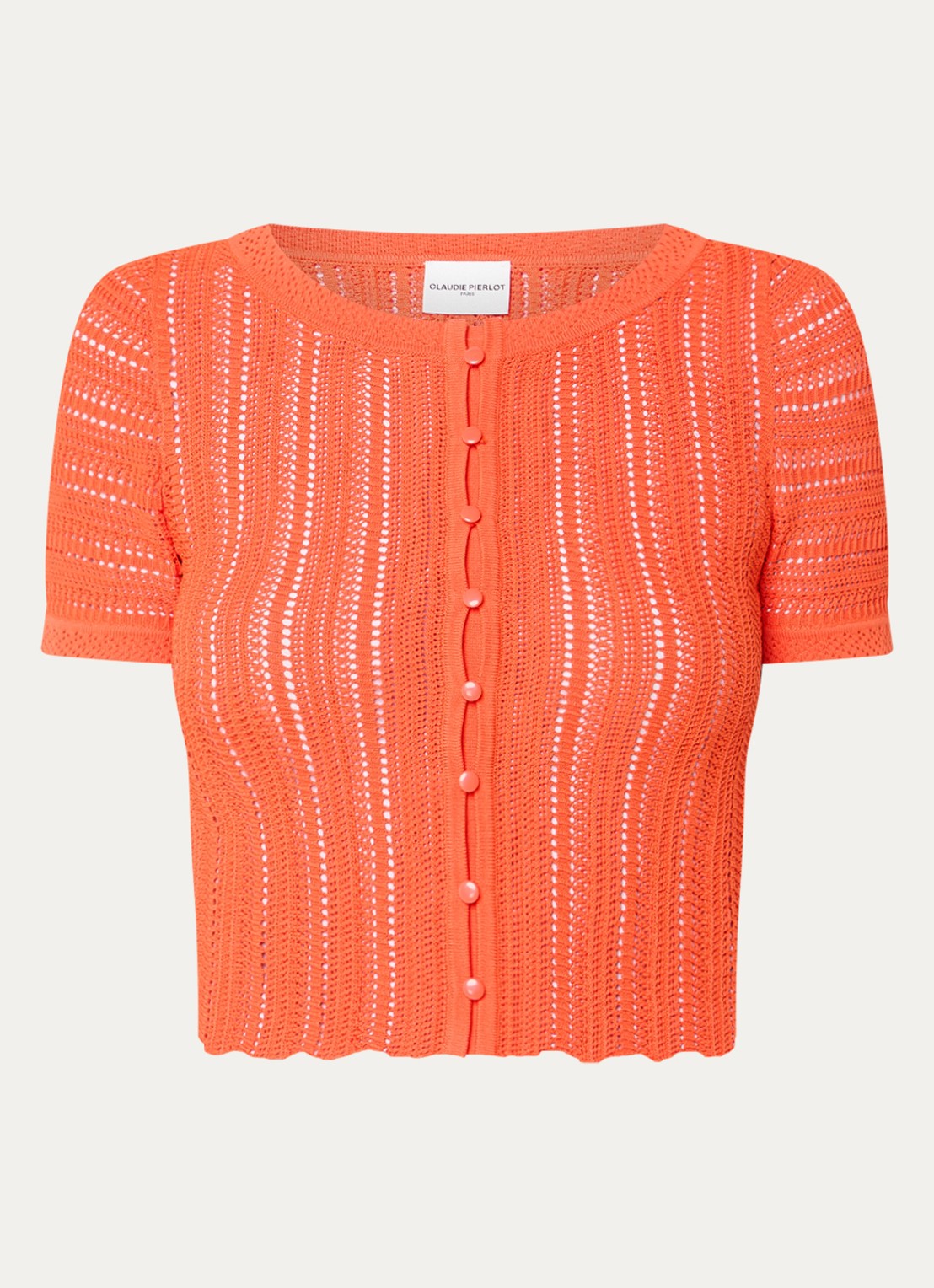 Claudie Pierlot Semi-transparante top met structuur - voorkant oranjerood