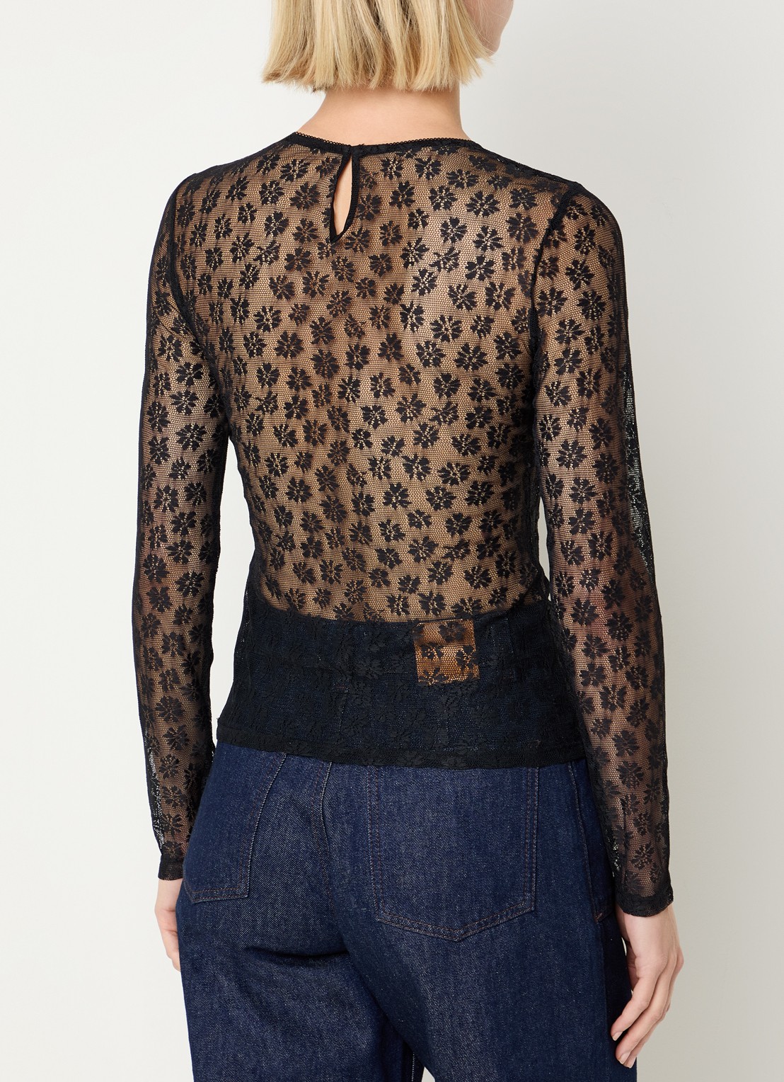 Claudie Pierlot Semi-transparante top van kant - achterkant zwart