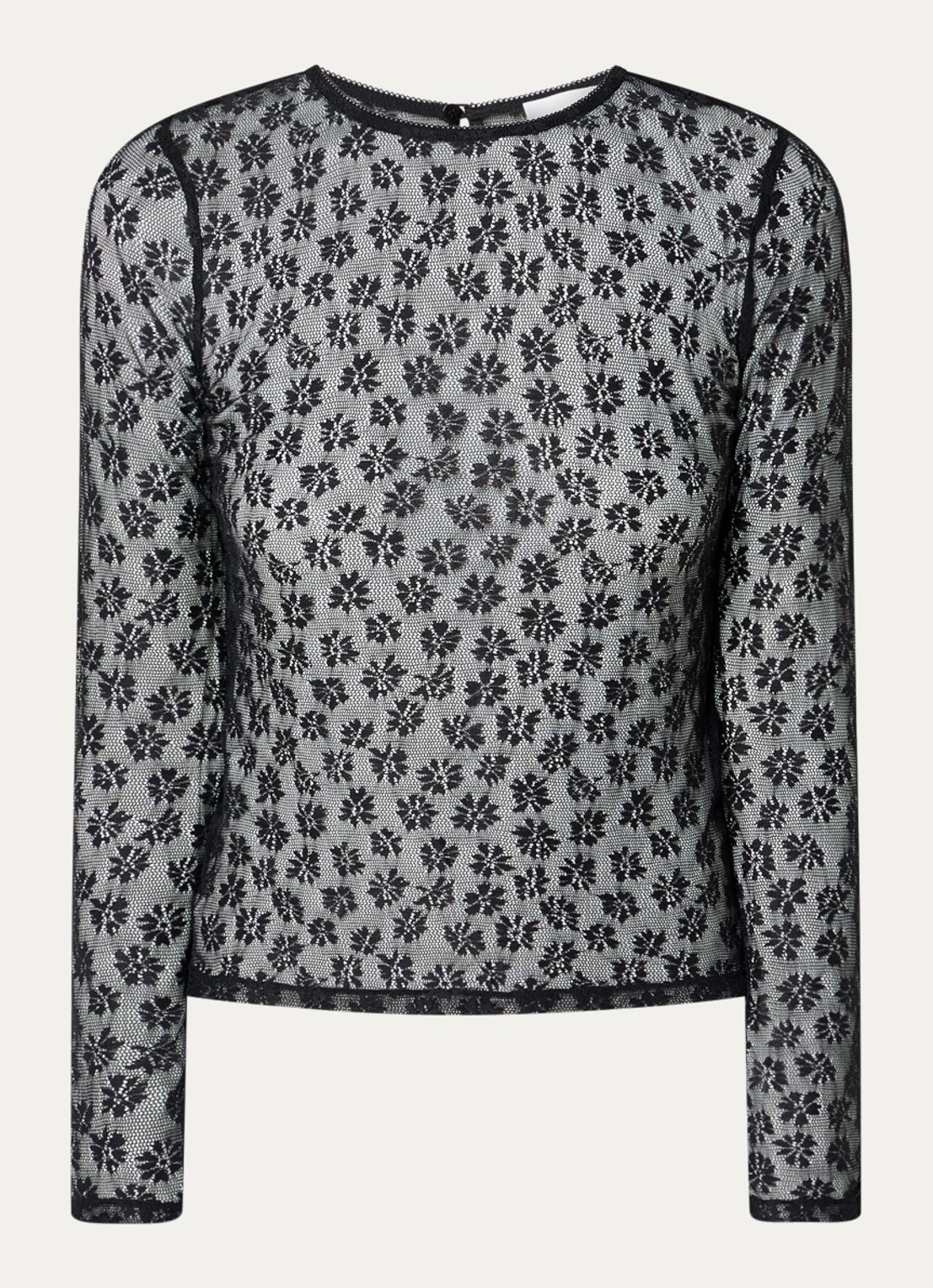 Claudie Pierlot Semi-transparante top van kant - voorkant 2 zwart