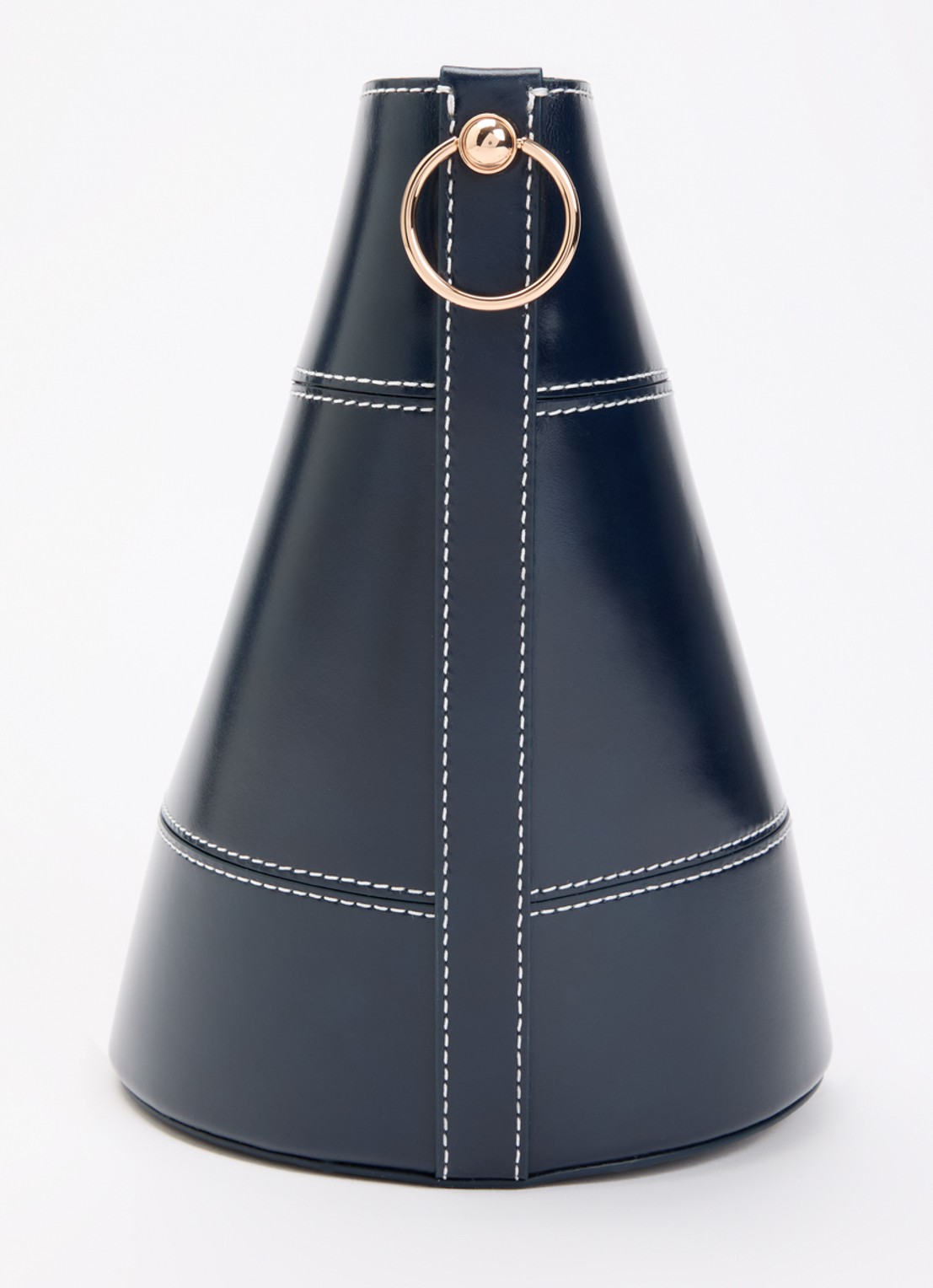 Claudie Pierlot Solveig Bucket schoudertas van leer - detail 3 donkerblauw