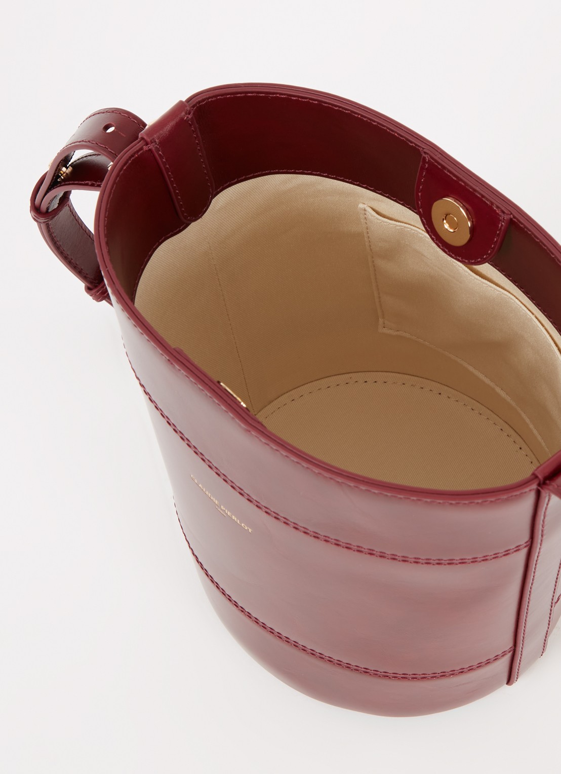 Claudie Pierlot Solveig crossbodytas van kalfsleer - detail 3 bordeauxrood