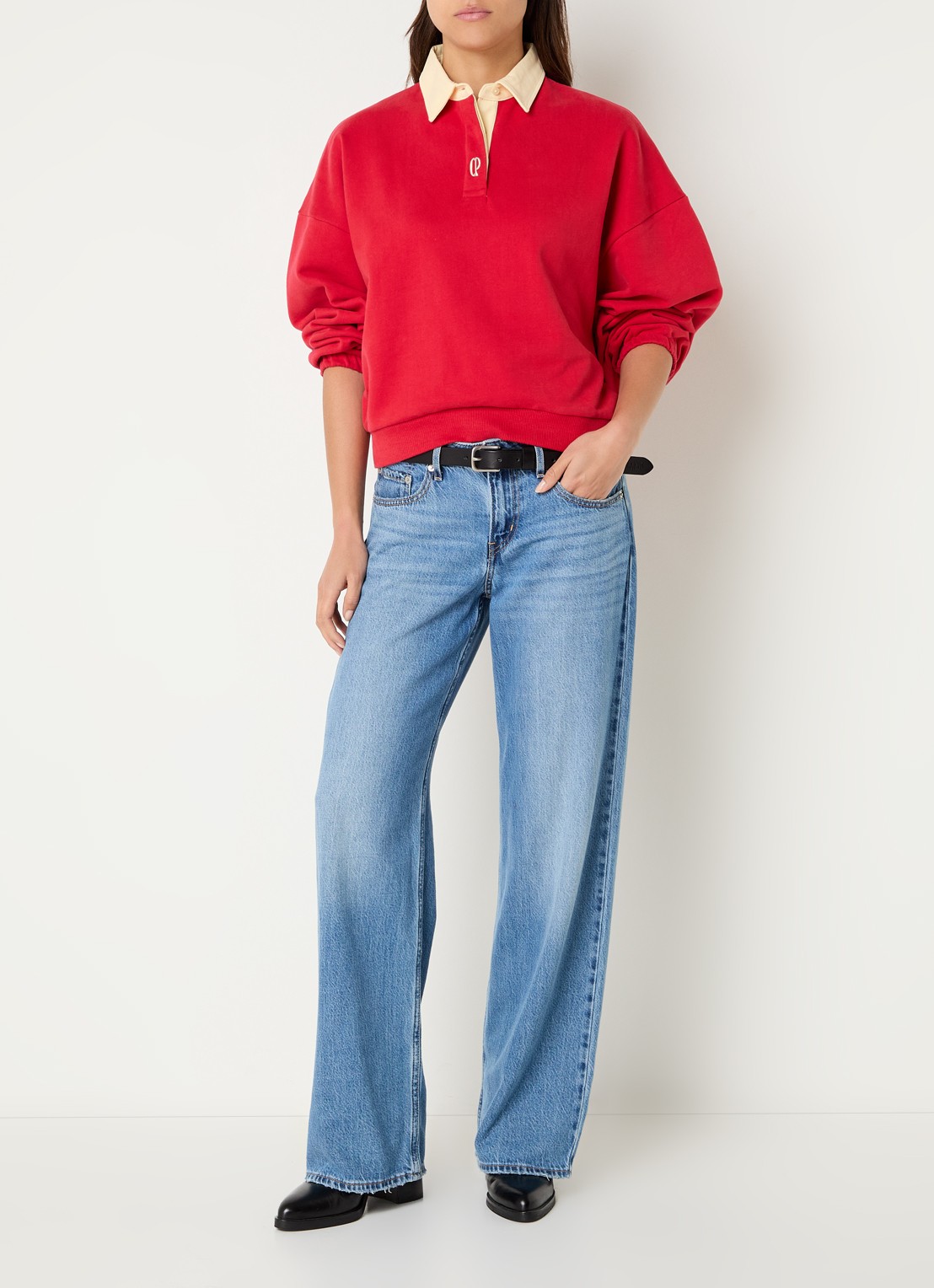 Claudie Pierlot Sweater met logoborduring en polokraag - voorkant 2 rood