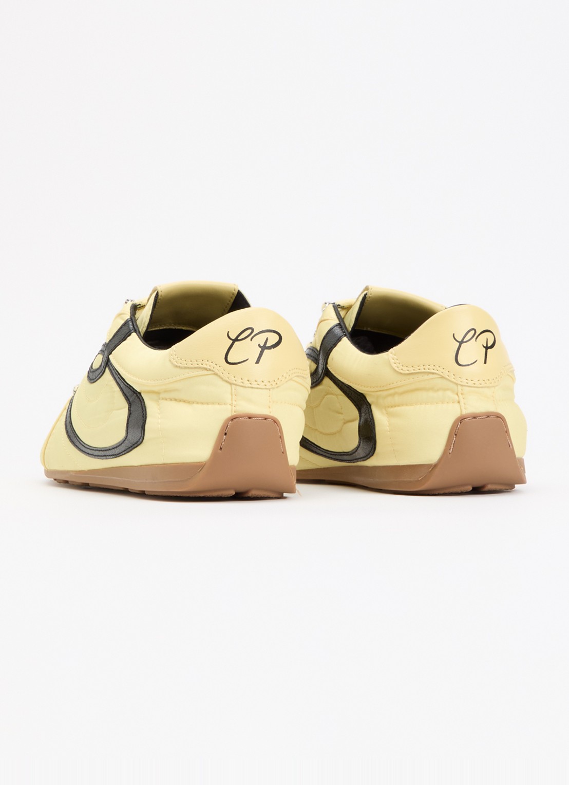 Claudie Pierlot Swing sneaker met details van kalfsleer - achterkant 2 citroengeel