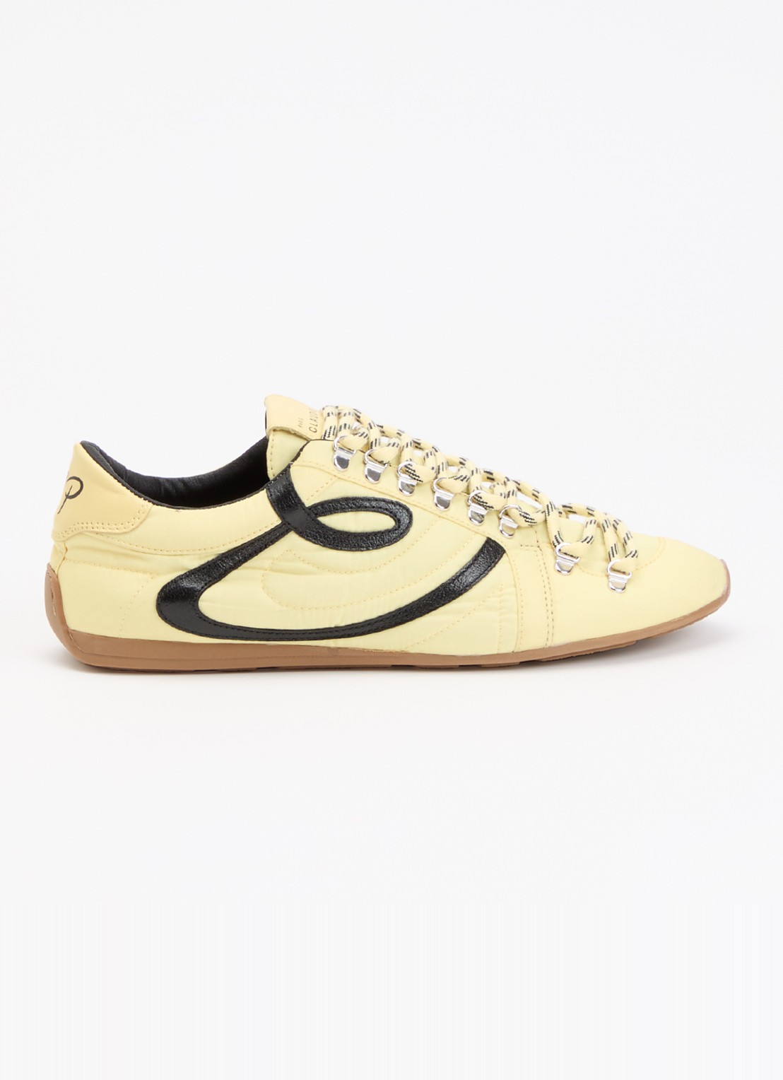 Claudie Pierlot Swing sneaker met details van kalfsleer - voorkant citroengeel