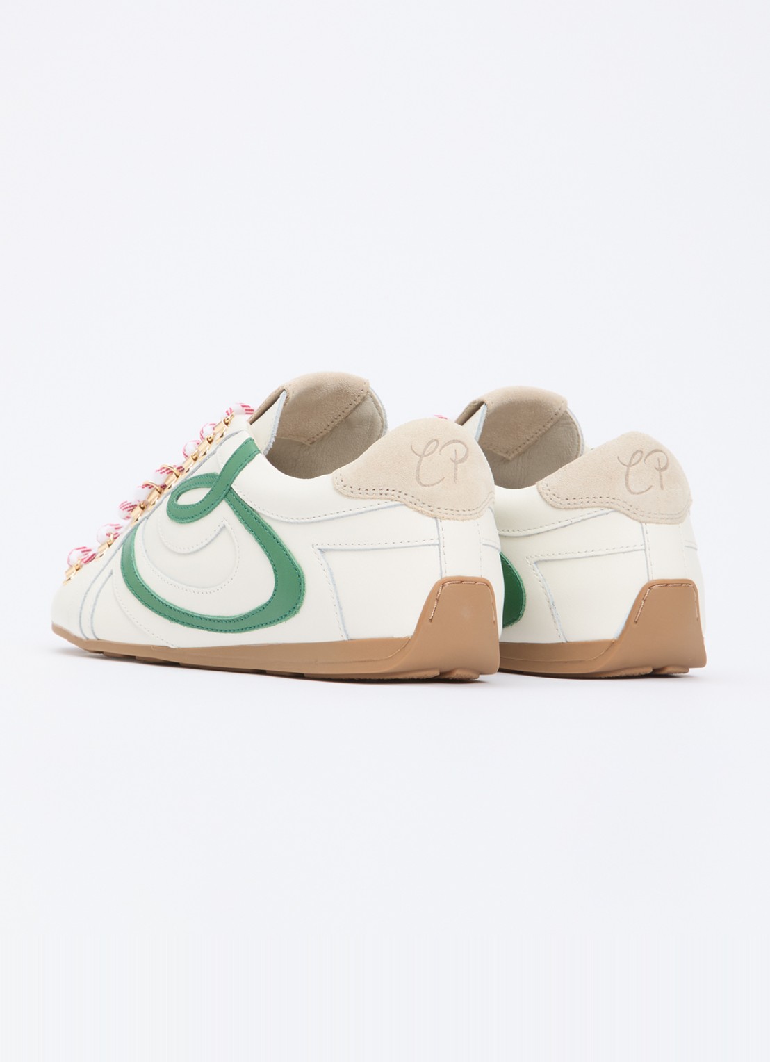 Claudie Pierlot Swing sneaker van kalfsleer met logo - achterkant gebroken wit