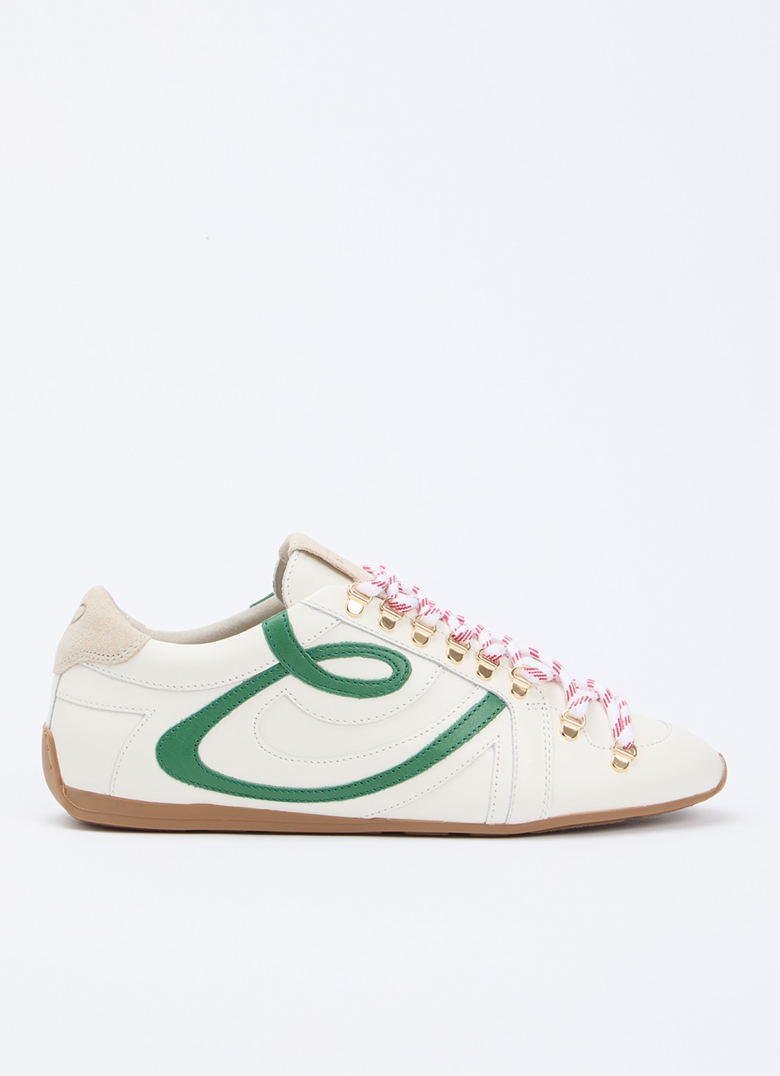 Claudie Pierlot Swing sneaker van kalfsleer met logo - voorkant 2 gebroken wit