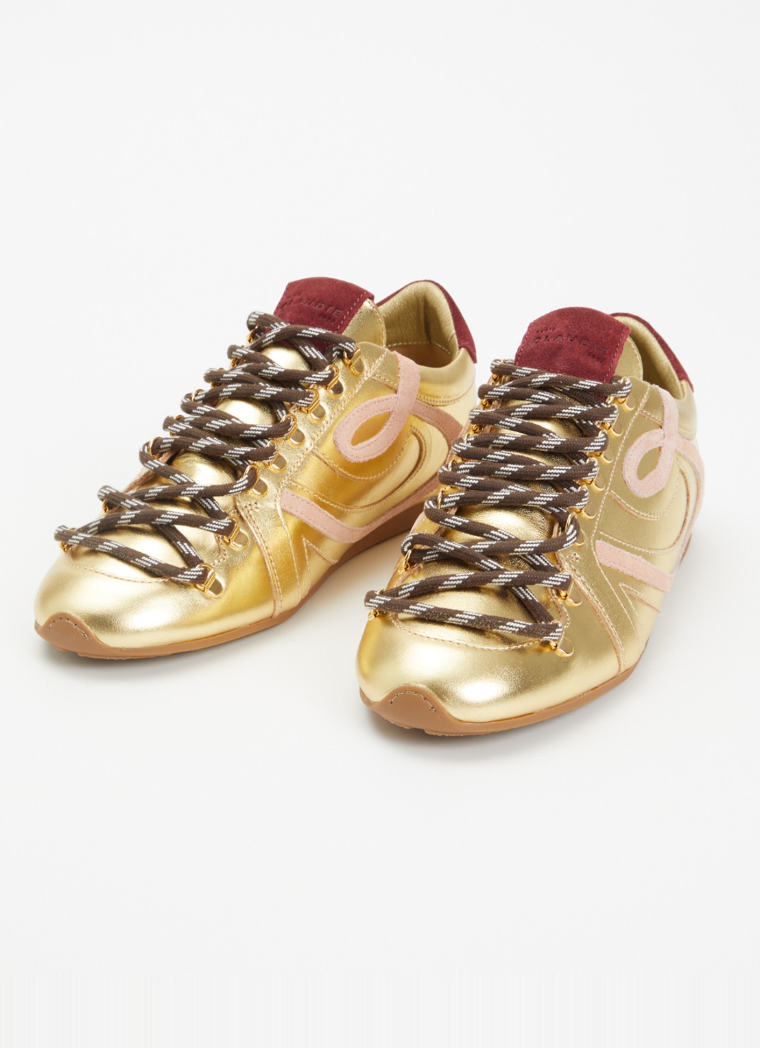 Claudie Pierlot Swing sneaker van leer met metallic finish - detail 3 goud