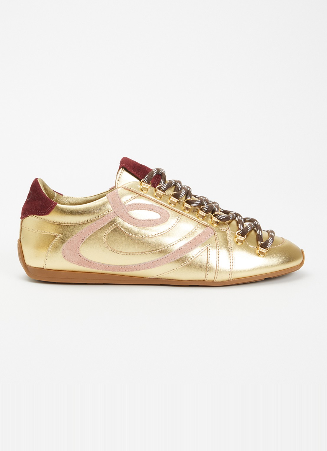 Claudie Pierlot Swing sneaker van leer met metallic finish - voorkant 2 goud
