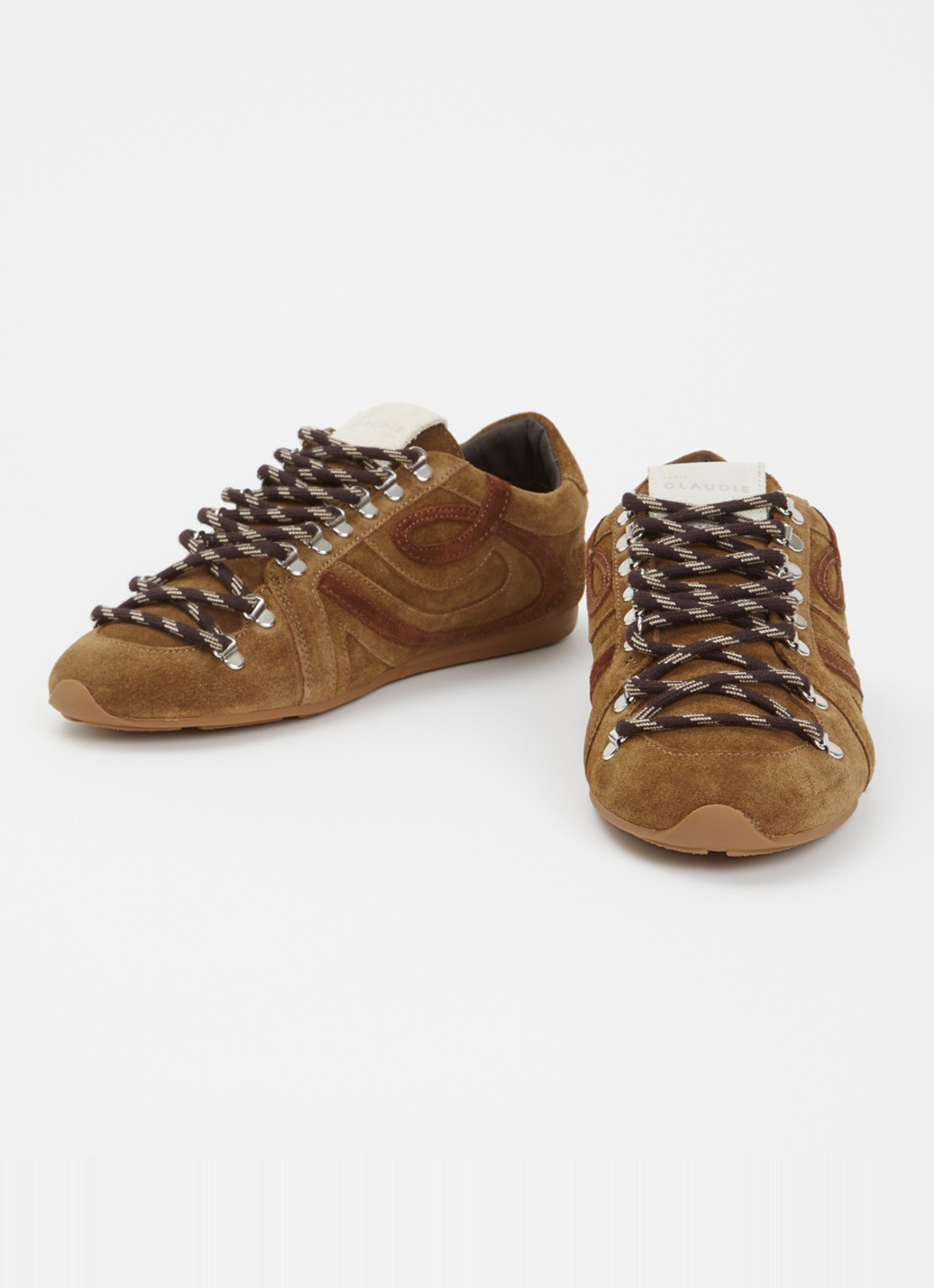 Claudie Pierlot Swing sneaker van suède met logo - detail bruin