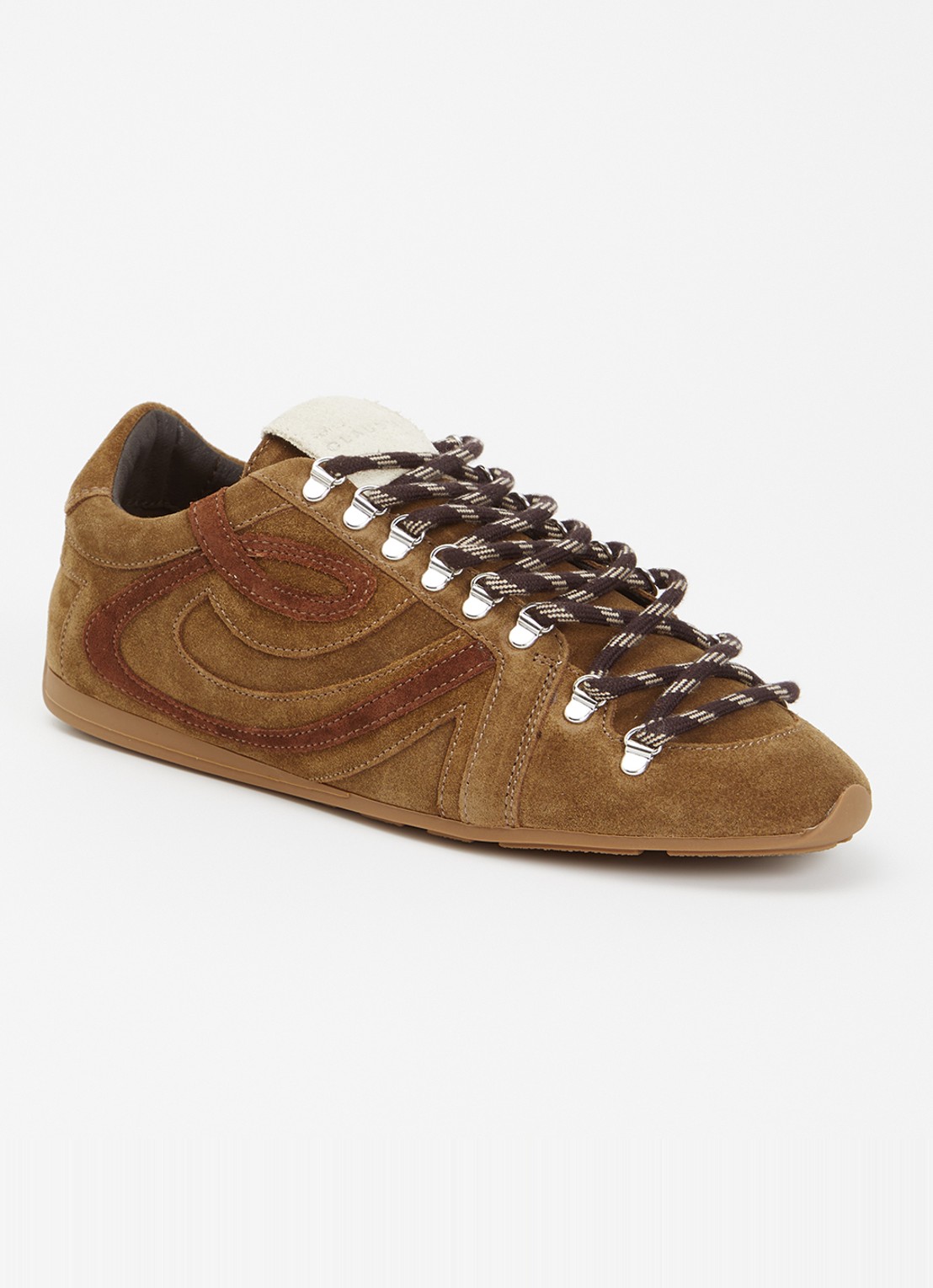 Claudie Pierlot Swing sneaker van suède met logo - voorkant 4 bruin
