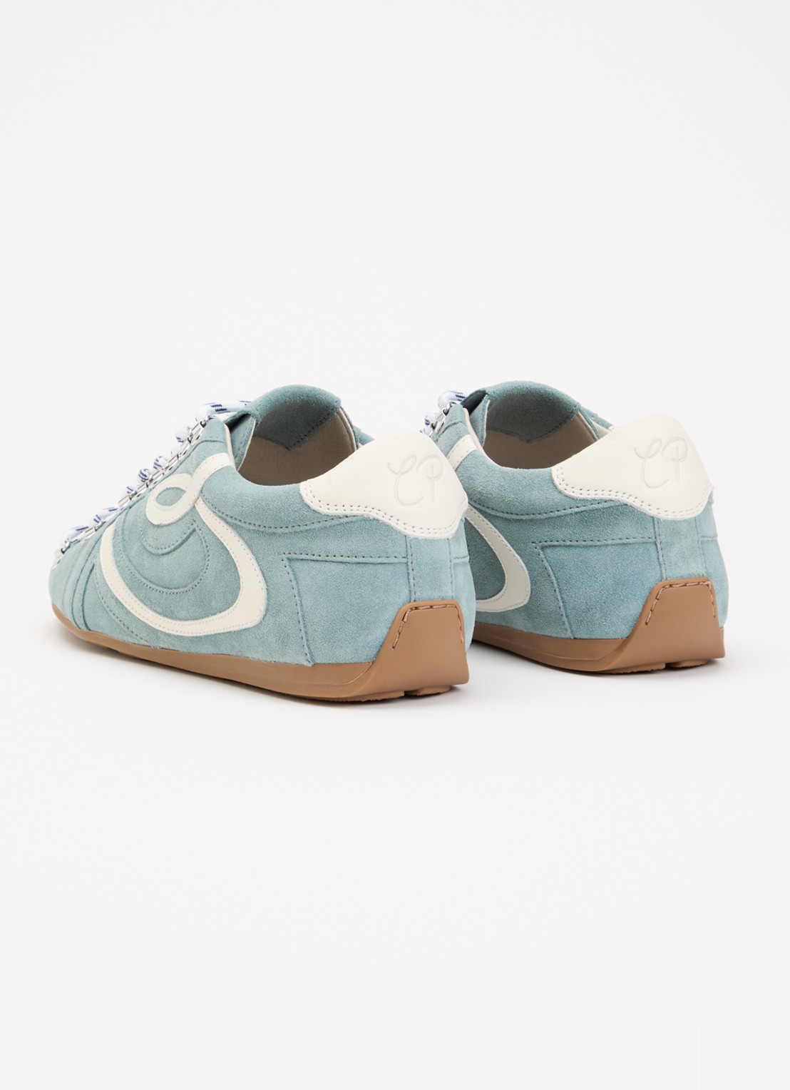 Claudie Pierlot Swing sneaker van suède - achterkant 3 lichtblauw