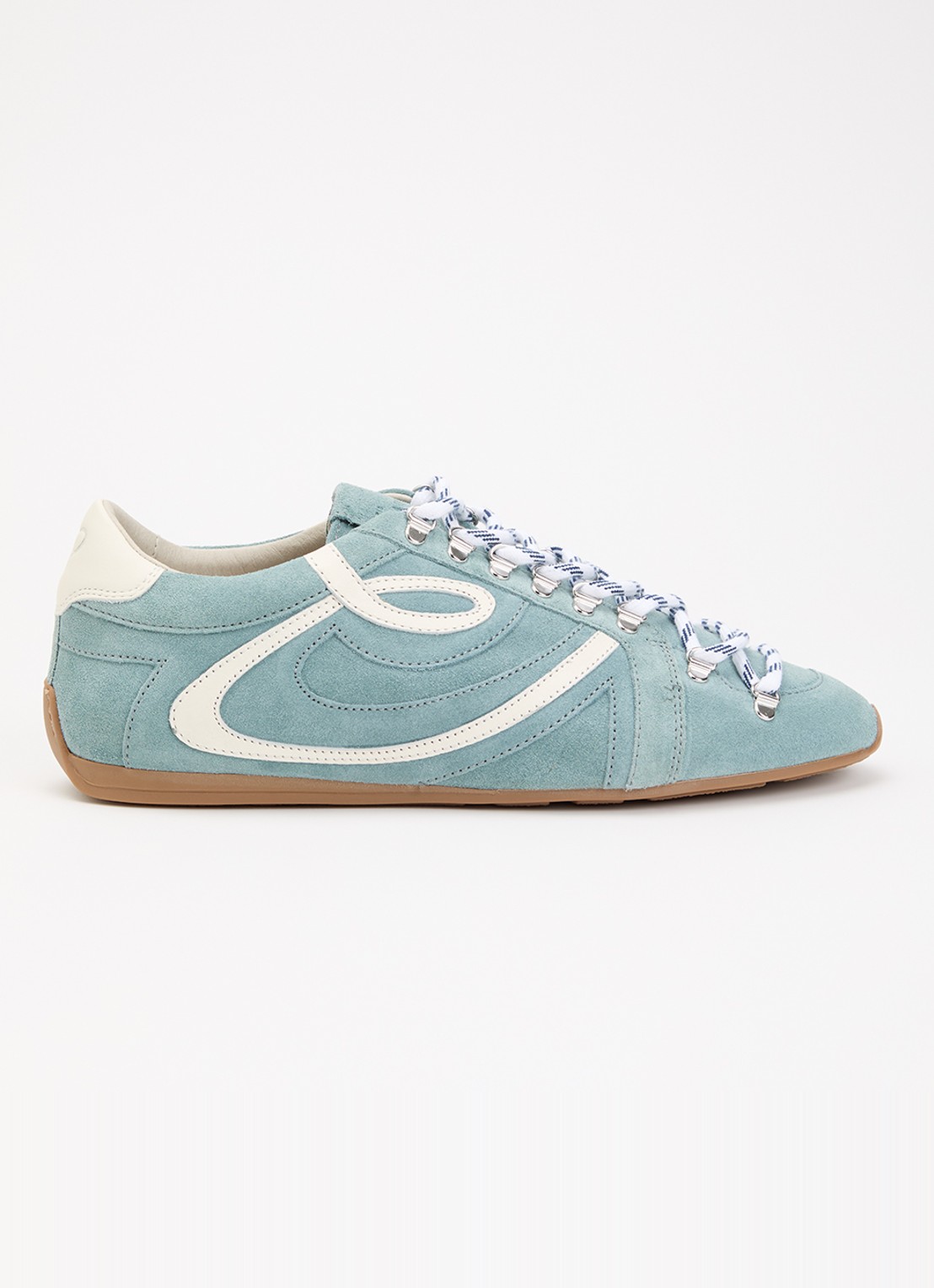 Claudie Pierlot Swing sneaker van suède - voorkant lichtblauw