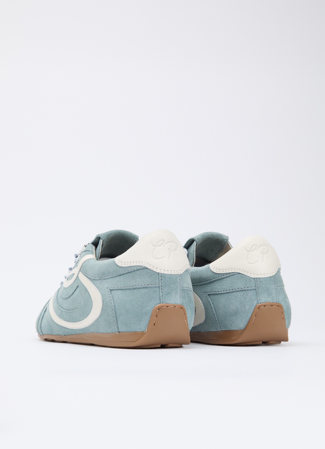Claudie Pierlot Swing sneaker van suède - achterkant 4 lichtblauw