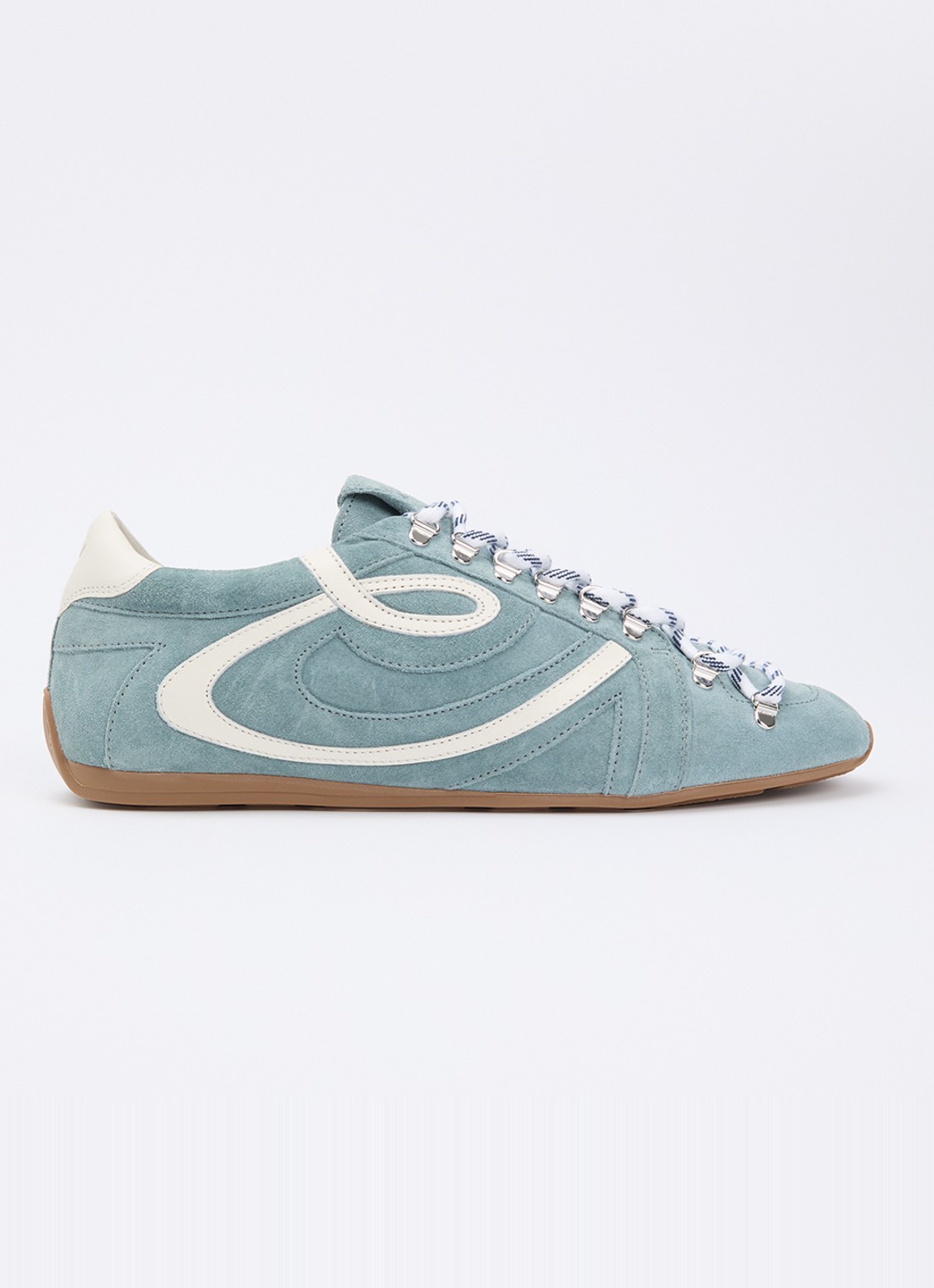 Claudie Pierlot Swing sneaker van suède - voorkant 2 lichtblauw