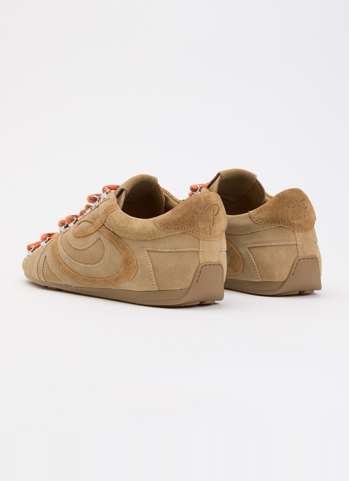 Claudie Pierlot Swing sneaker van suède - achterkant 4 zand