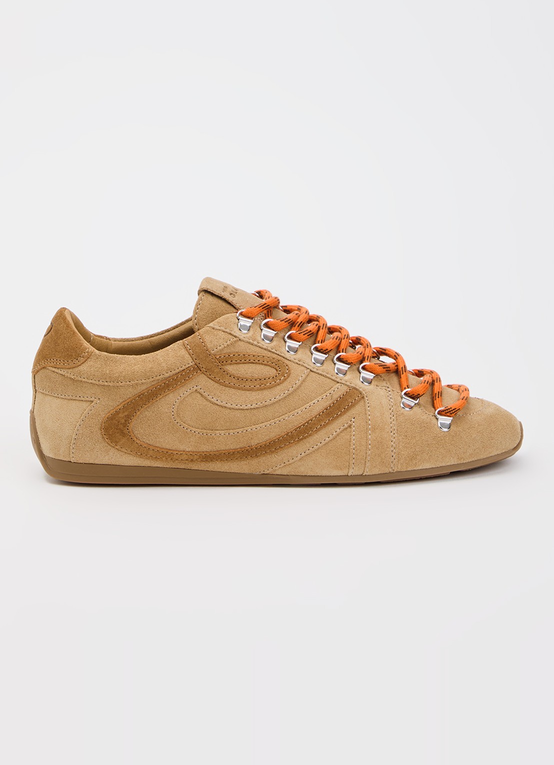Claudie Pierlot Swing sneaker van suède - voorkant 2 zand