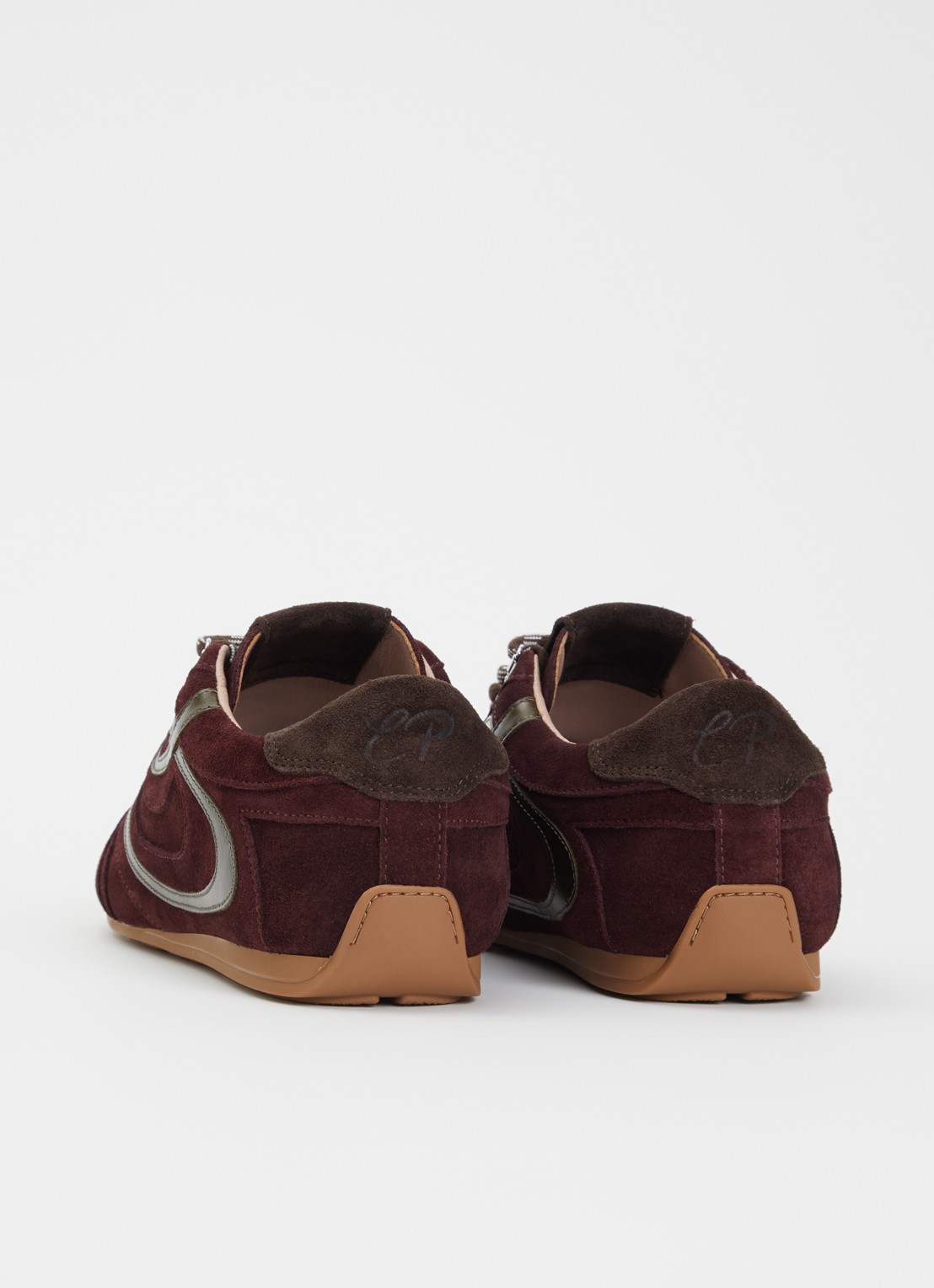 Claudie Pierlot Swing sneaker van suède - achterkant 4 bordeauxrood