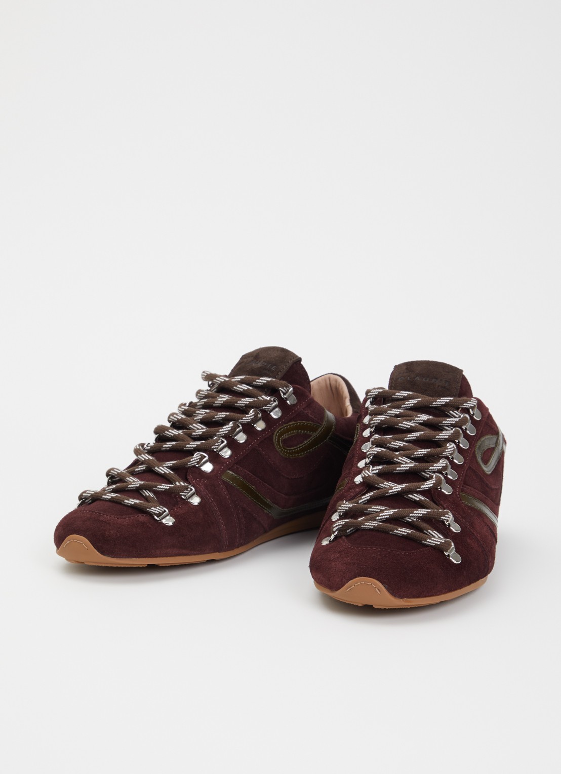 Claudie Pierlot Swing sneaker van suède - detail 8 bordeauxrood