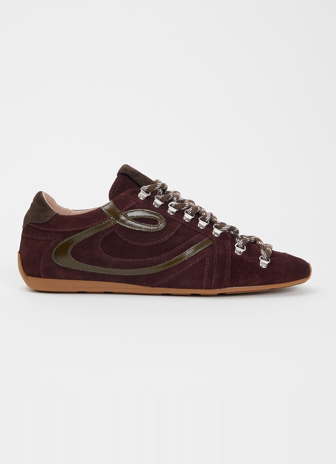 Claudie Pierlot Swing sneaker van suède - voorkant 2 bordeauxrood