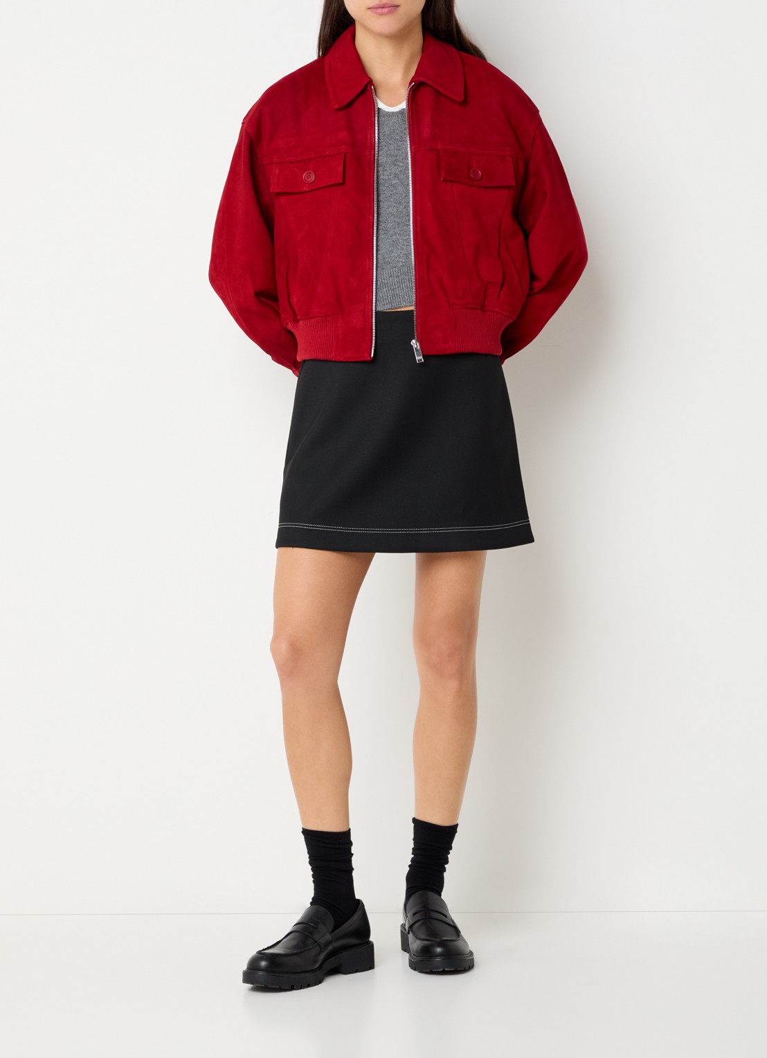 Claudie Pierlot Syna mini rok met stretch - voorkant 3 zwart