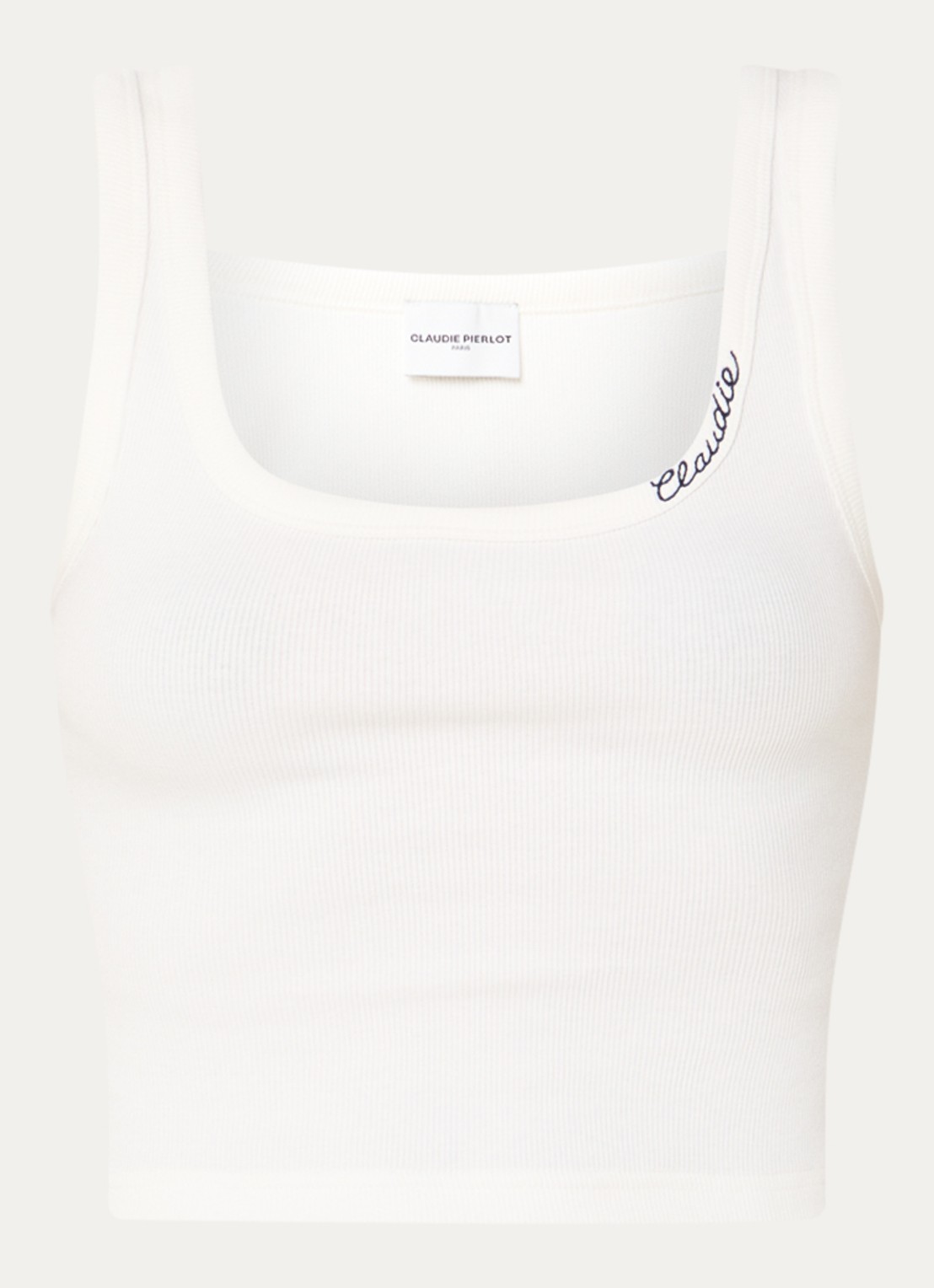 Claudie Pierlot Tanktop met logo - voorkant 3 gebroken wit