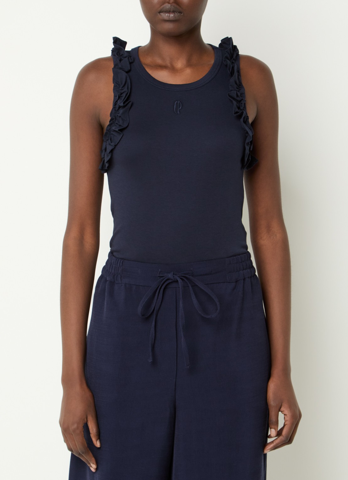 Claudie Pierlot Tanktop met ruches - detail 4 blauw