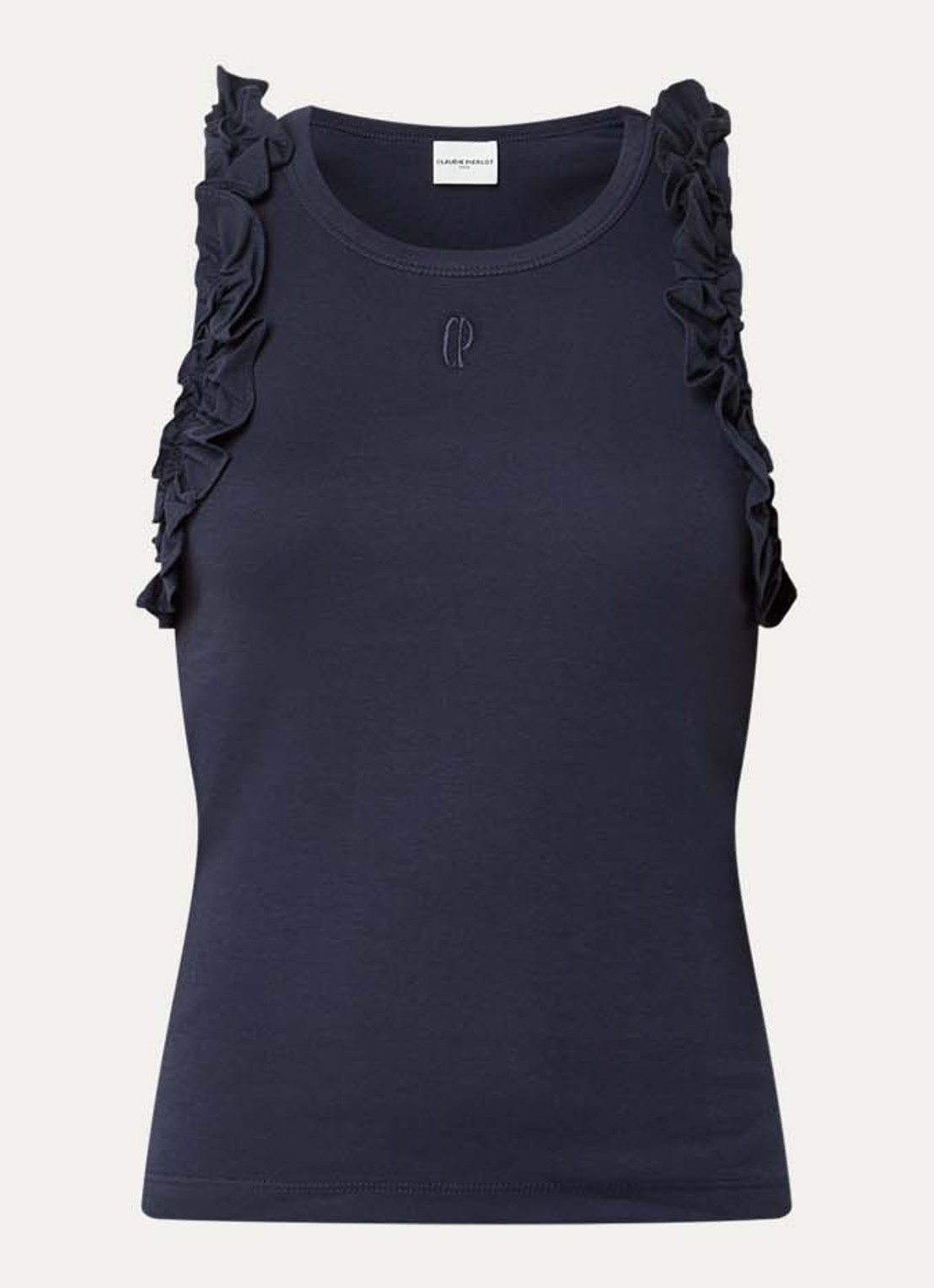 Claudie Pierlot Tanktop met ruches - voorkant blauw