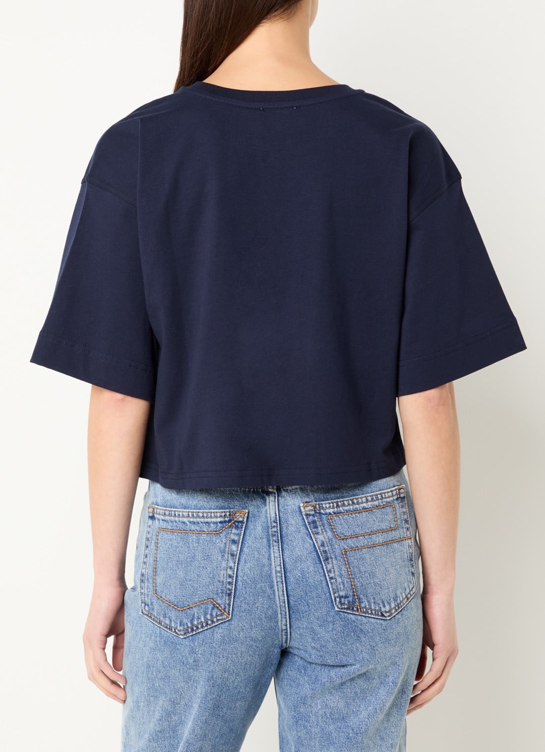 Claudie Pierlot Tonia T-shirt met logo - achterkant 3 donkerblauw