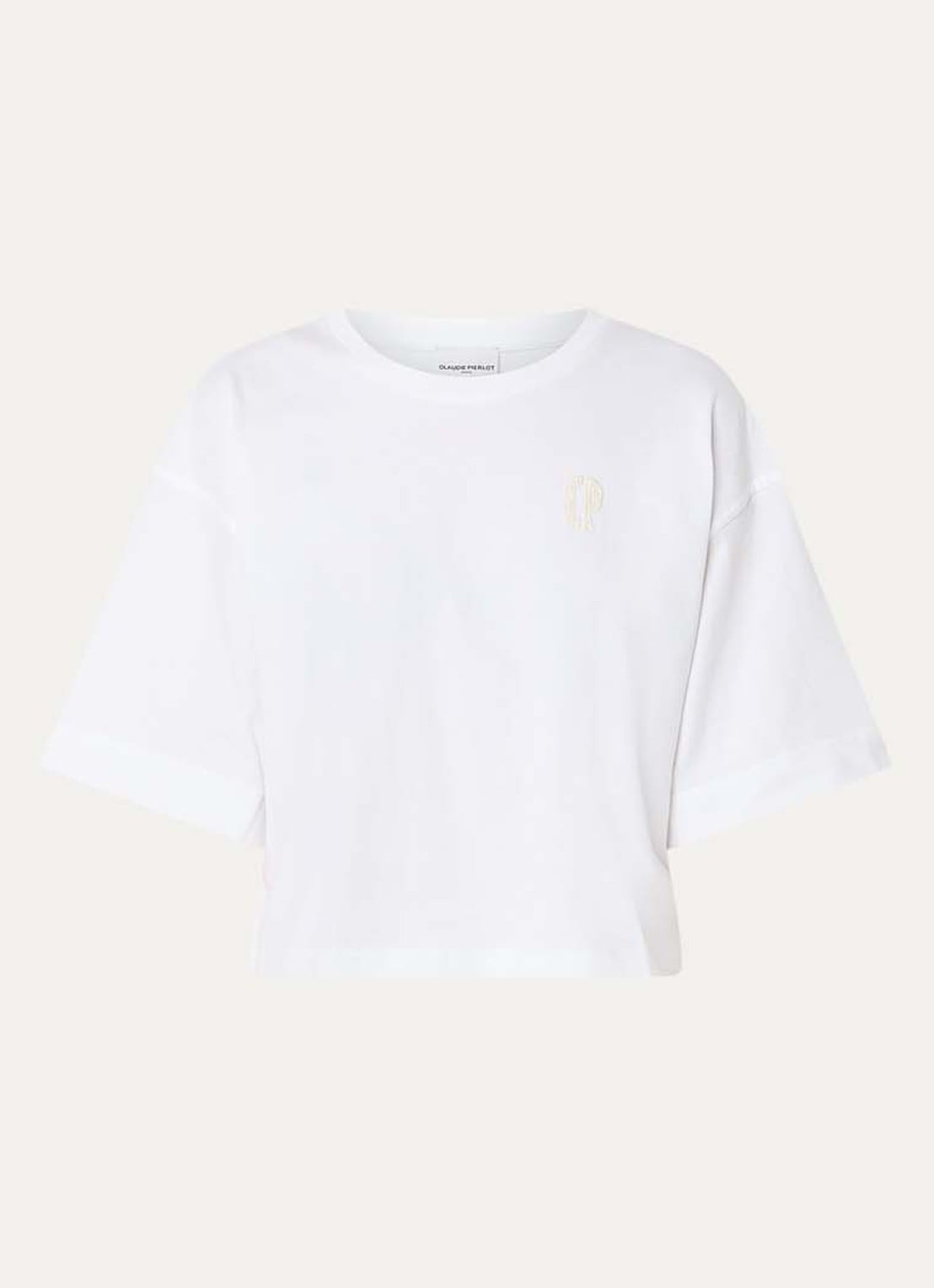 Claudie Pierlot Tonia T-shirt met logo - voorkant gebroken wit