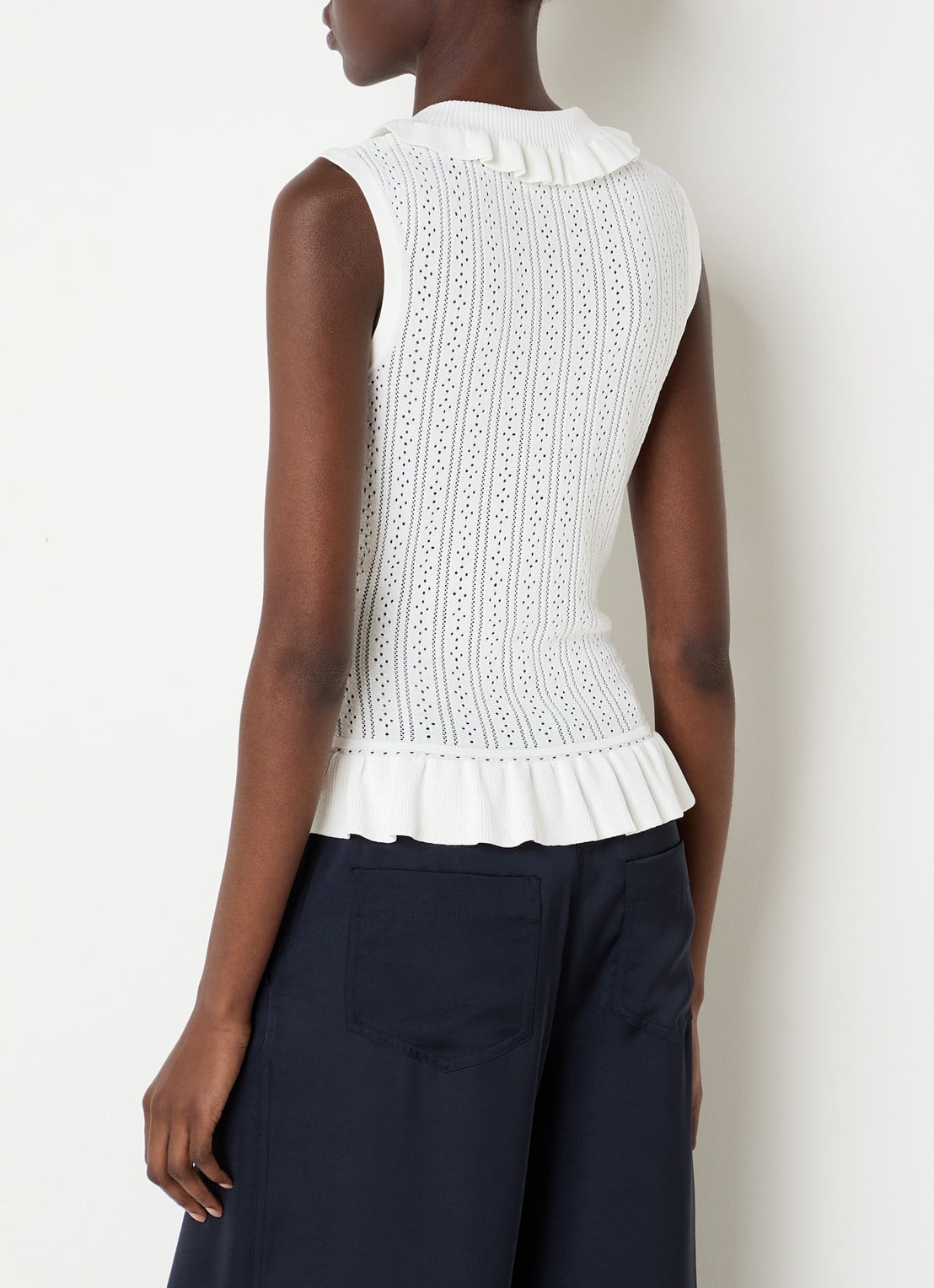 Claudie Pierlot Top met opengewerkt dessin en cut-out detail - achterkant gebroken wit