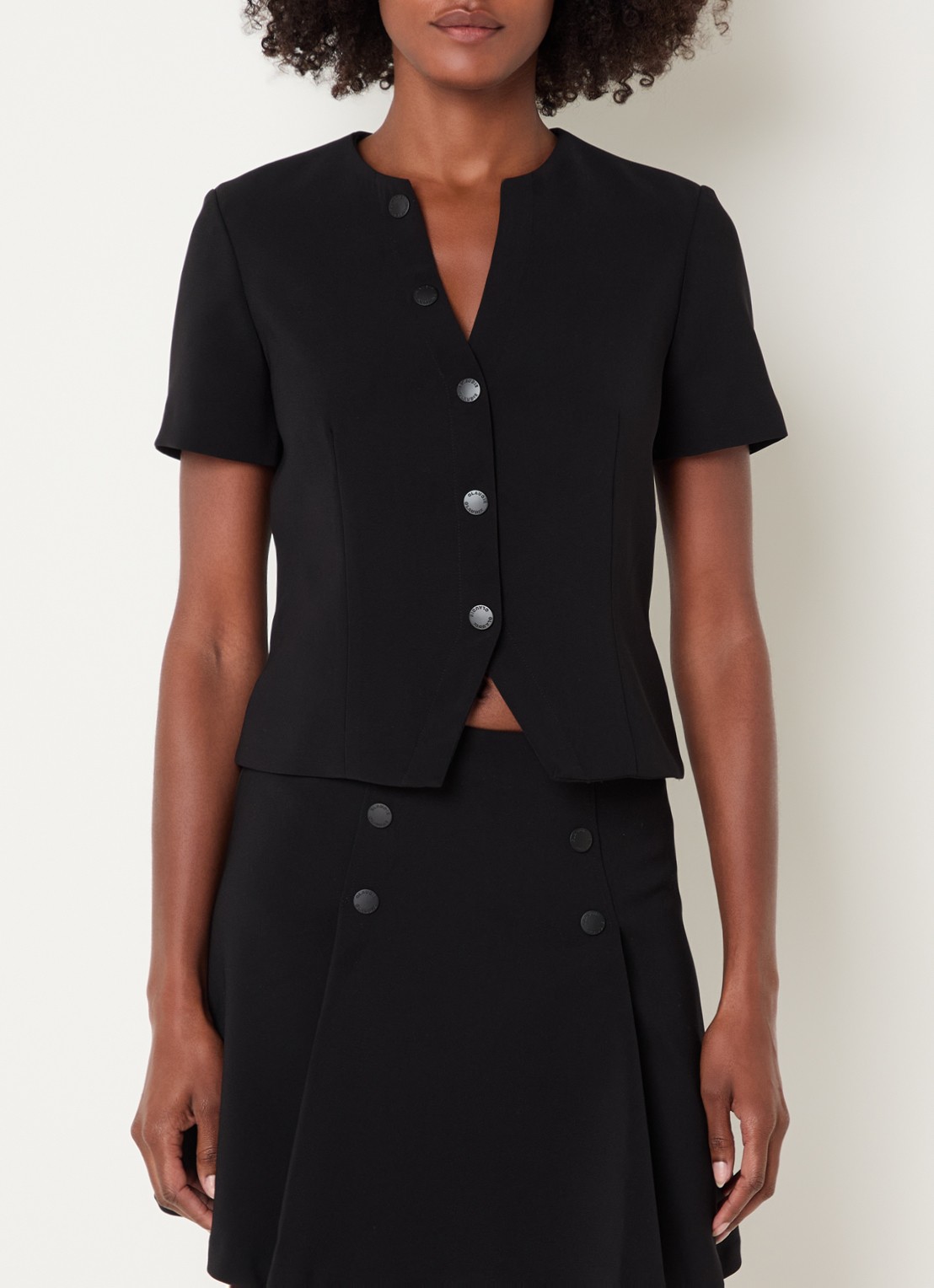 Claudie Pierlot Top met ronde hals - detail zwart